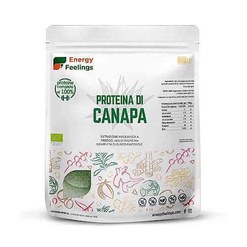 Energy Feelings Proteína Vegana & Nutrición Deportiva Proteine di Canapa in Polvere BIO 1 kg 50% vegetali