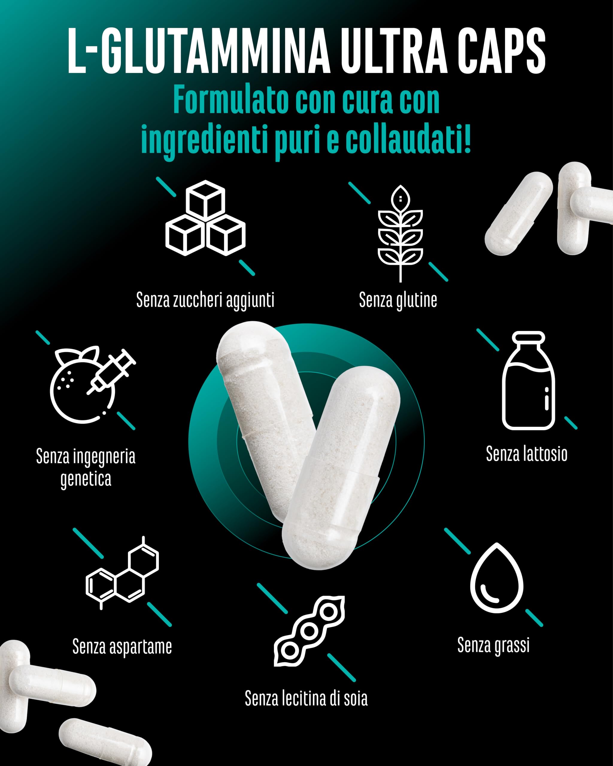 Elite Amino Singles L-Glutammina Ultra Caps 365 capsule da 1100 mg