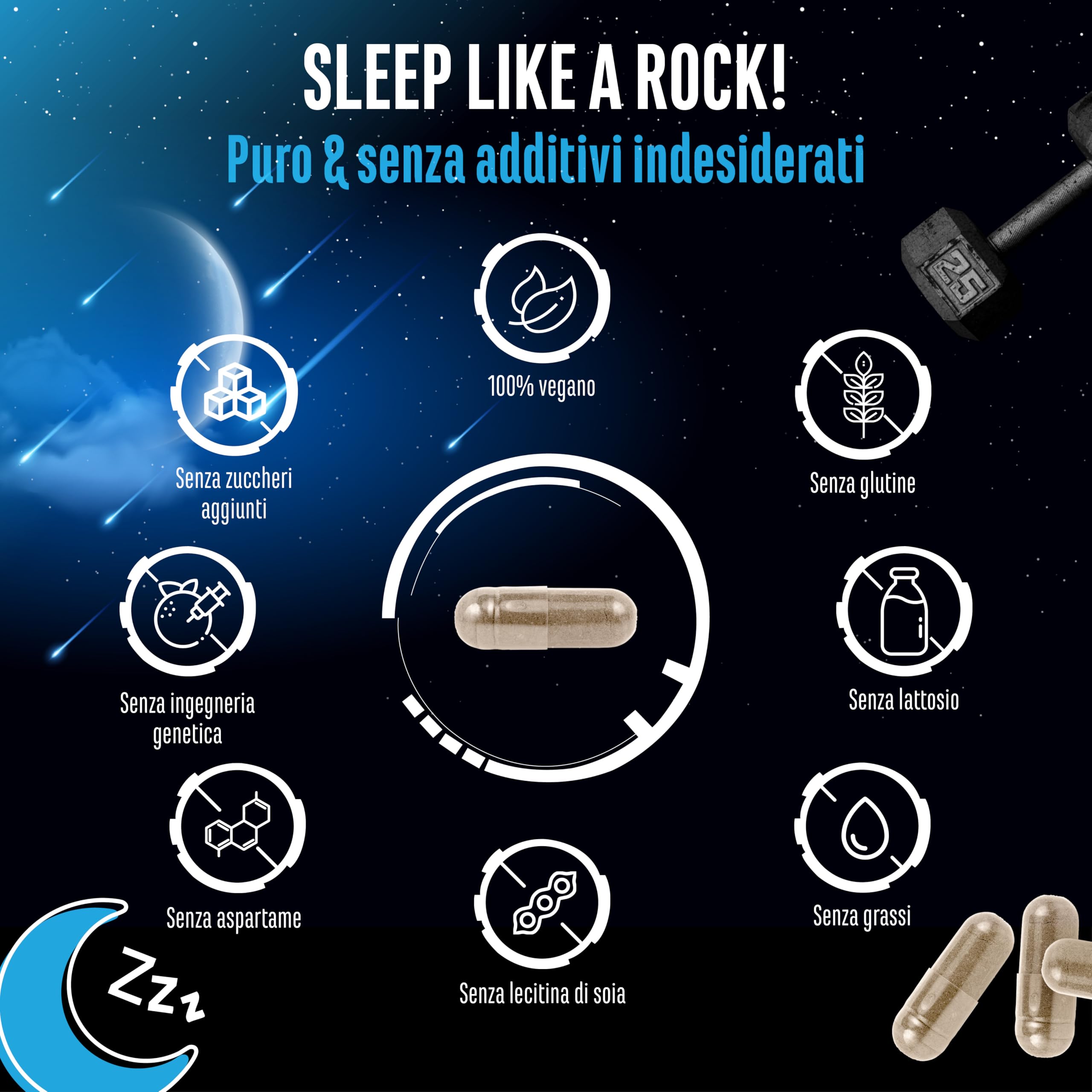 Elite Adaptogens, Sleep & Mind Knockout Sleep & Recover Support integratore per il sonno 120 capsule vegane 3000 mg