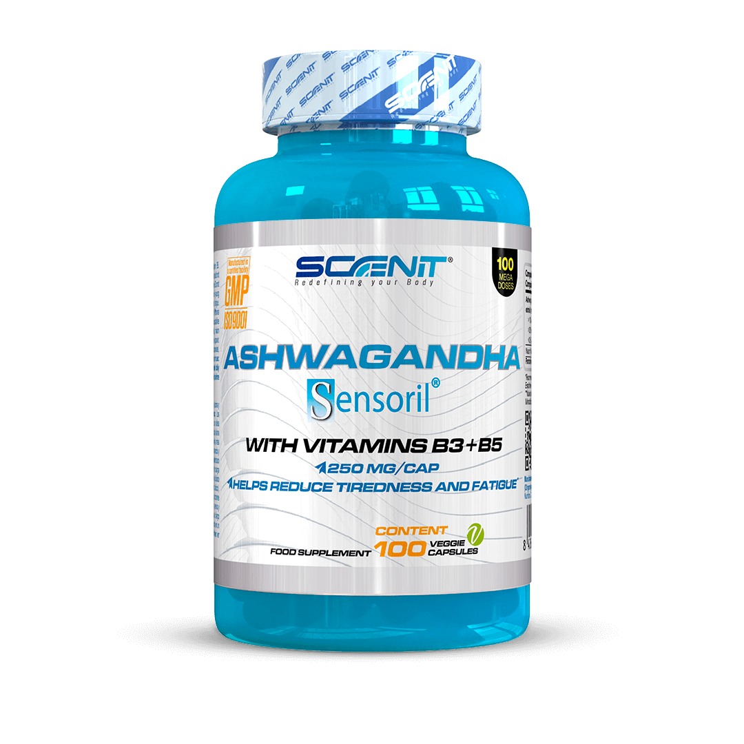 Scenit Nutrition Ashwagandha Sensoril® capsule 100 vegane con vitamine B3 e B5