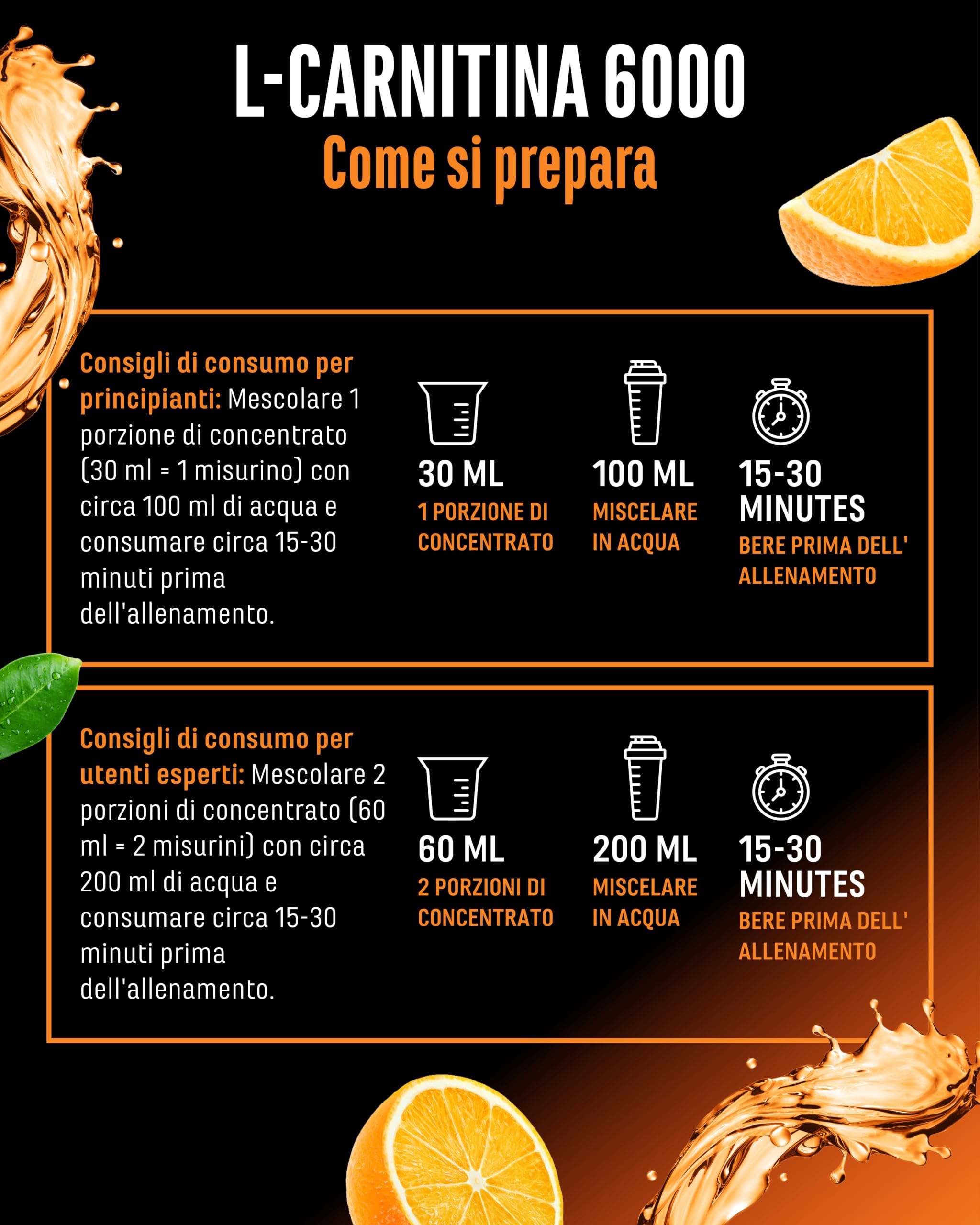 Elite Amino Singles L-Carnitina 6000 Liquido 1000 ml Arancia 6000 mg