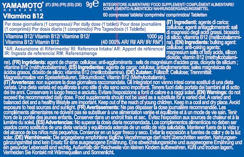 YAMAMOTO Vitamine e Minerali Vitamina B12 compresse 60 unità 1000 mcg metilcobalamina