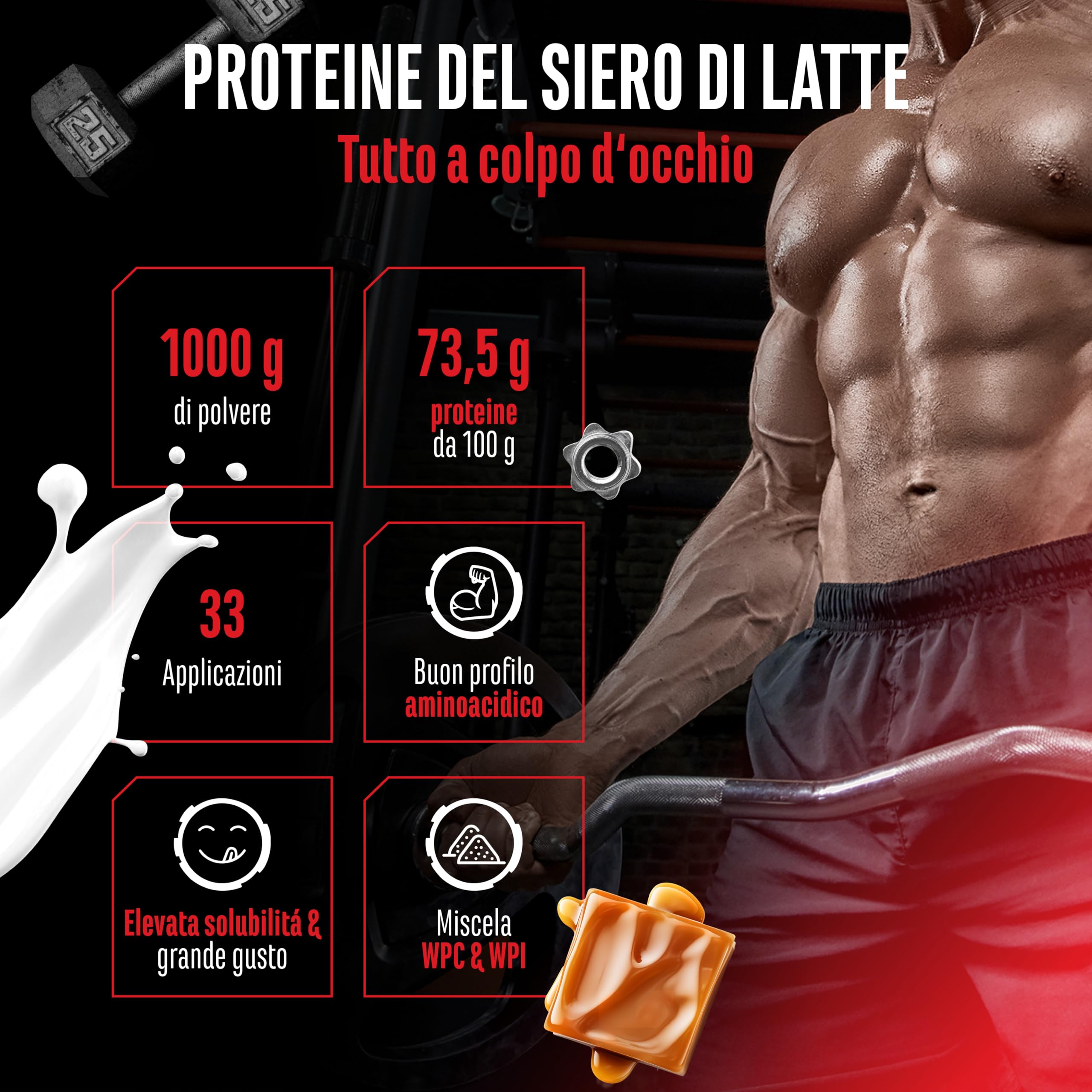 Elite Whey Protein proteine in polvere 1 kg caramello salato con isolato