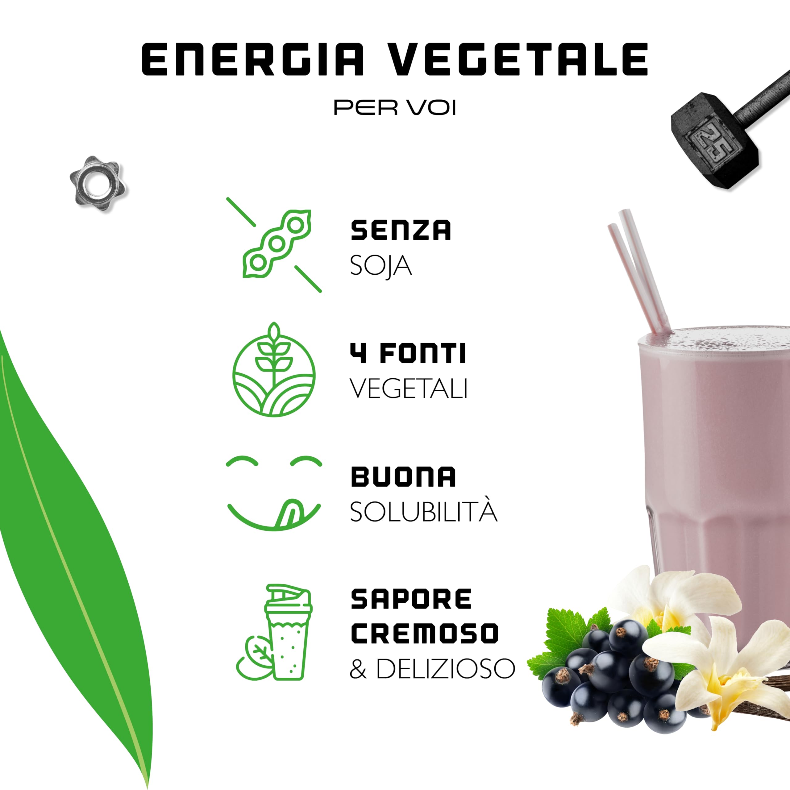 Elite Plant Protein GEN Vegan Protein proteine vegane in polvere Vaniglia Ribes Nero 750 g senza soia