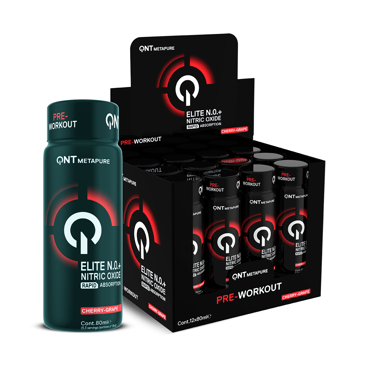 QNT Elite N.0.+ Pre Workout shot pre-workout Cherry-Grape 12 × 80 ml
