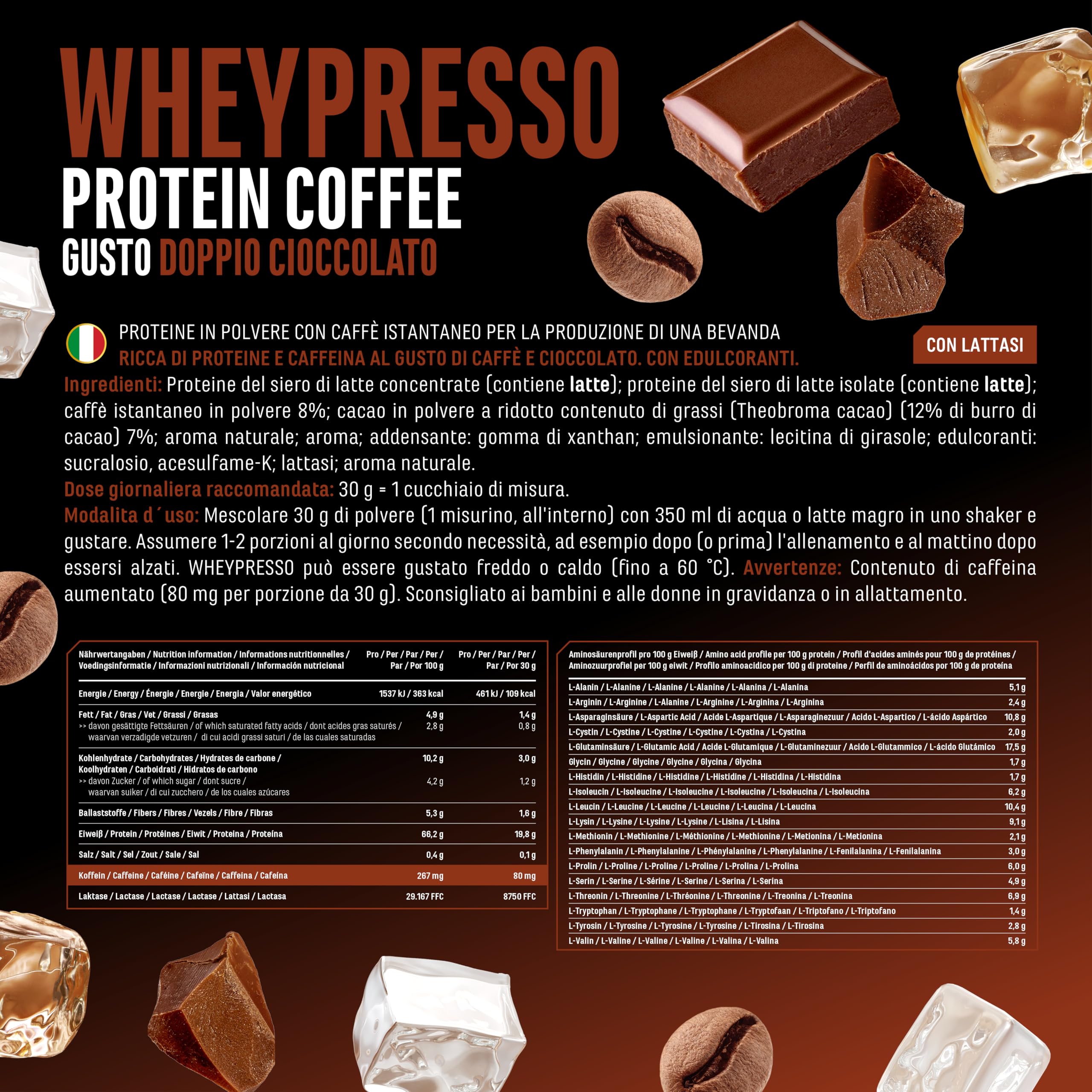 Elite Whey Protein Wheypresso Protein Coffee proteine whey 908 g caffeina