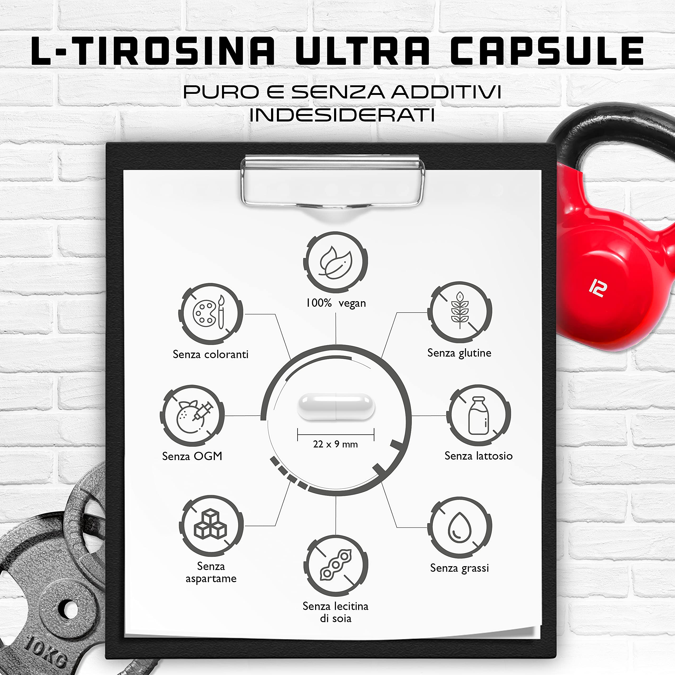 Elite Amino Singles L-Tirosina Ultra capsule vegane 300 da 650 mg da fermentazione vegetale