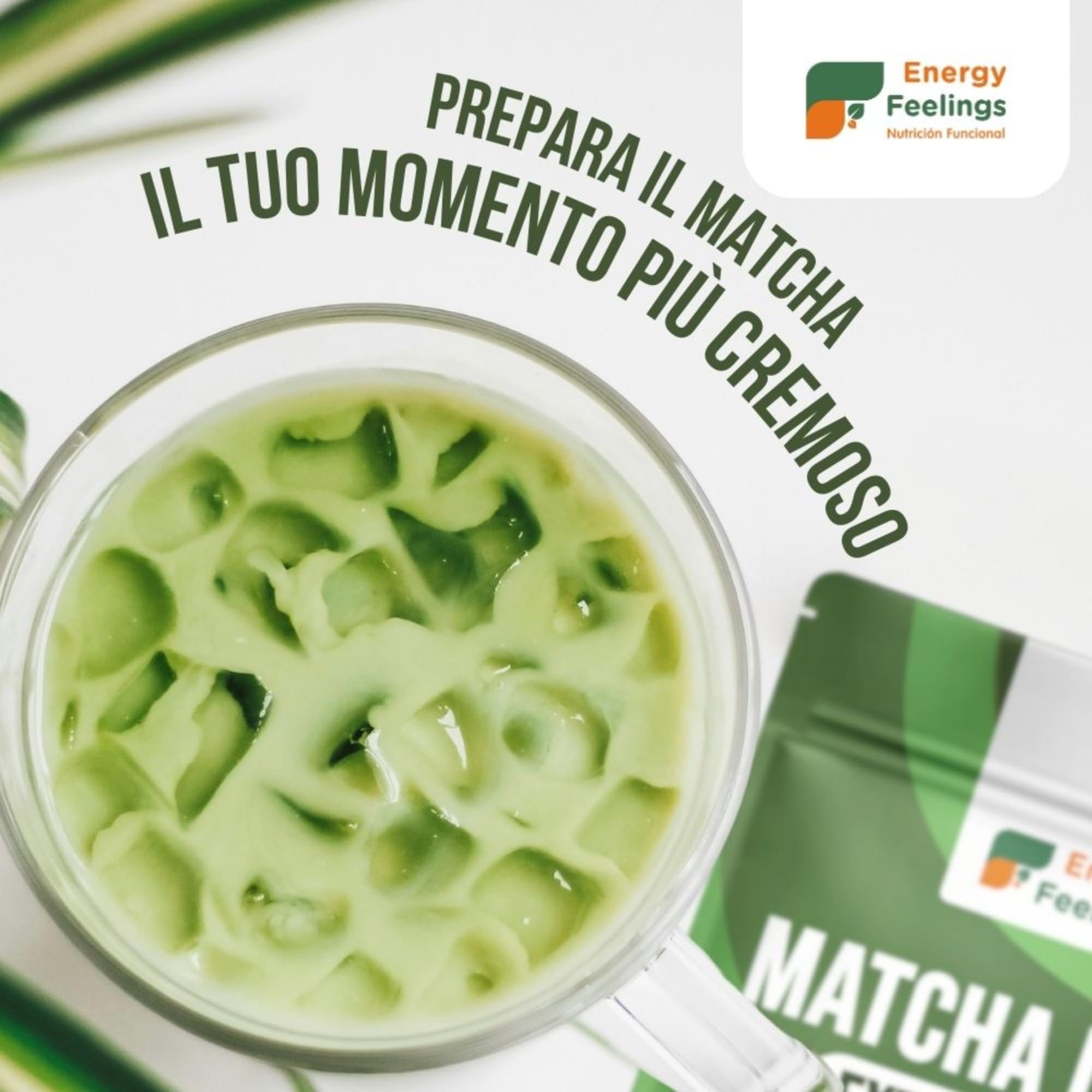 Energy Feelings Batidos Saludables Matcha Latte in Polvere Bio Extra Cream 500 g tè matcha giapponese