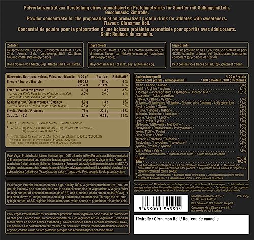 Green Peak Proteins Vegan Protein Isolate proteine 750 g Girella alla Cannella vegetali