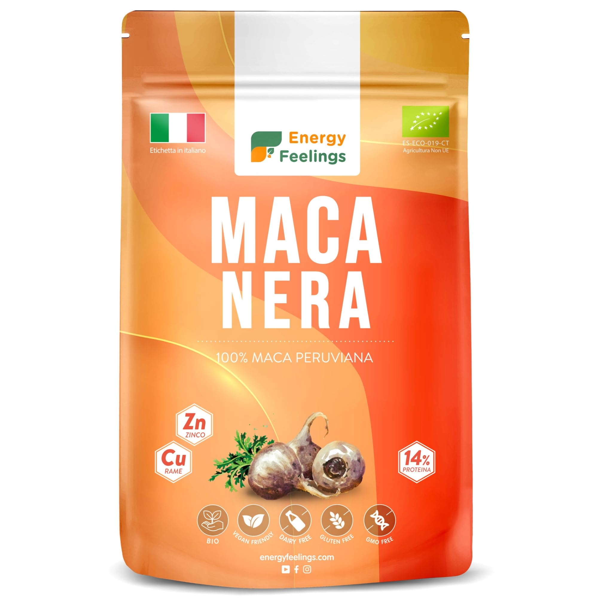Energy Feelings Dietética & Suplementos Maca Nera in polvere Bio 500 g