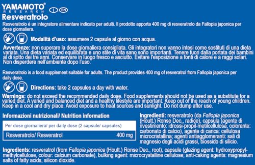 YAMAMOTO Antiossidanti Resveratrolo integratore alimentare 30 capsule antiossidante naturale
