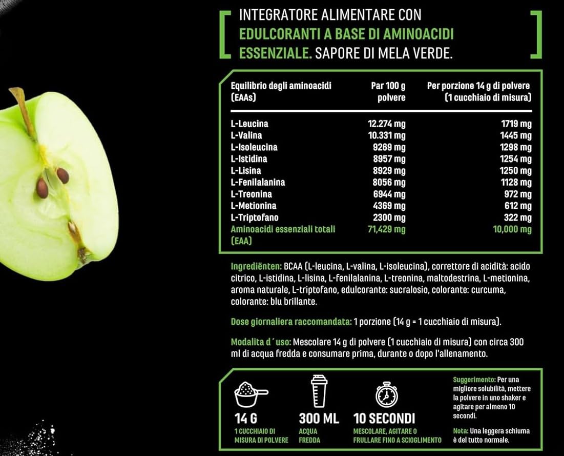 Elite EAA & BCAA Formula Human Code EAA in polvere 532 g Mela Verde vegan