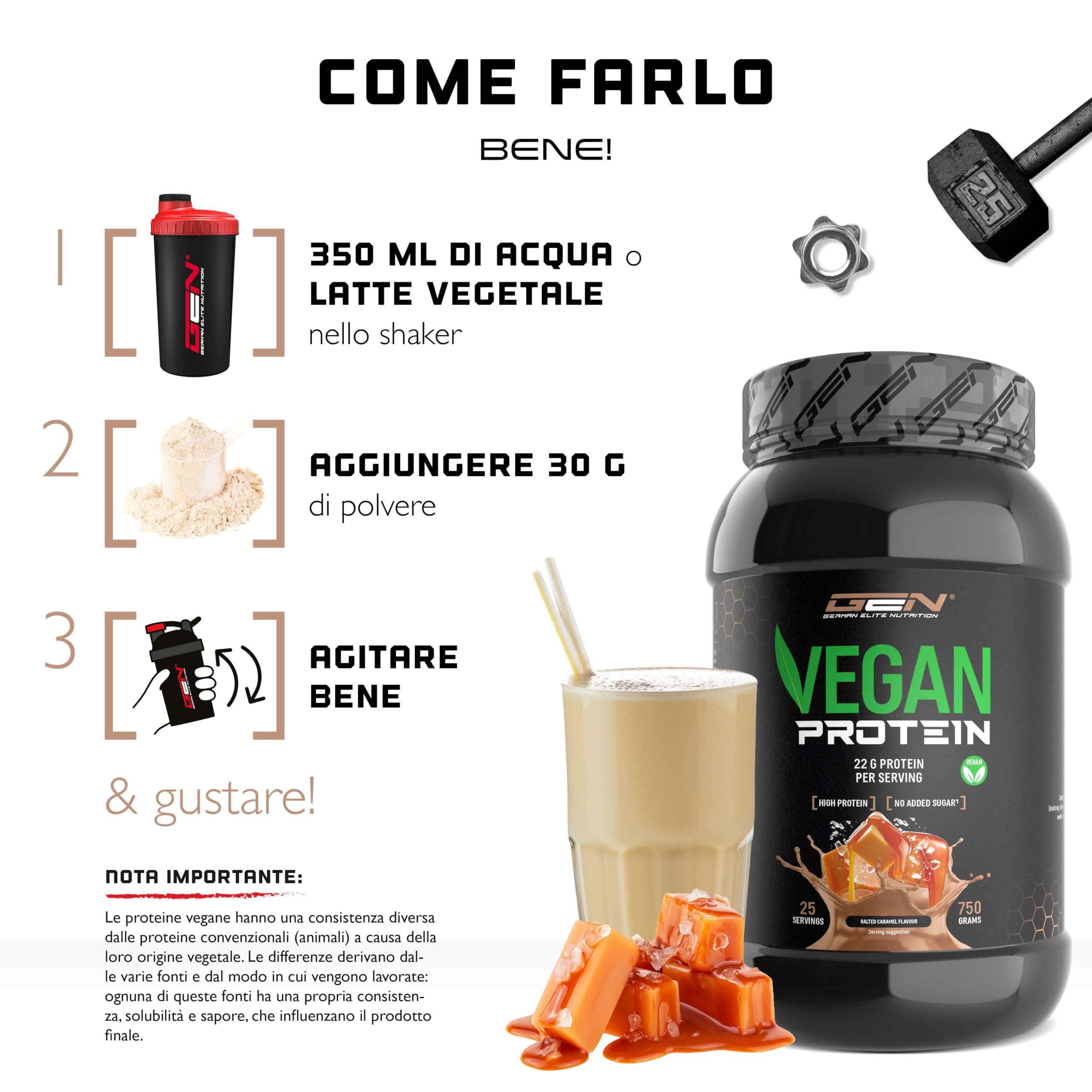 Elite Plant Protein GEN Vegan Protein 750 g proteine vegane al caramello salato