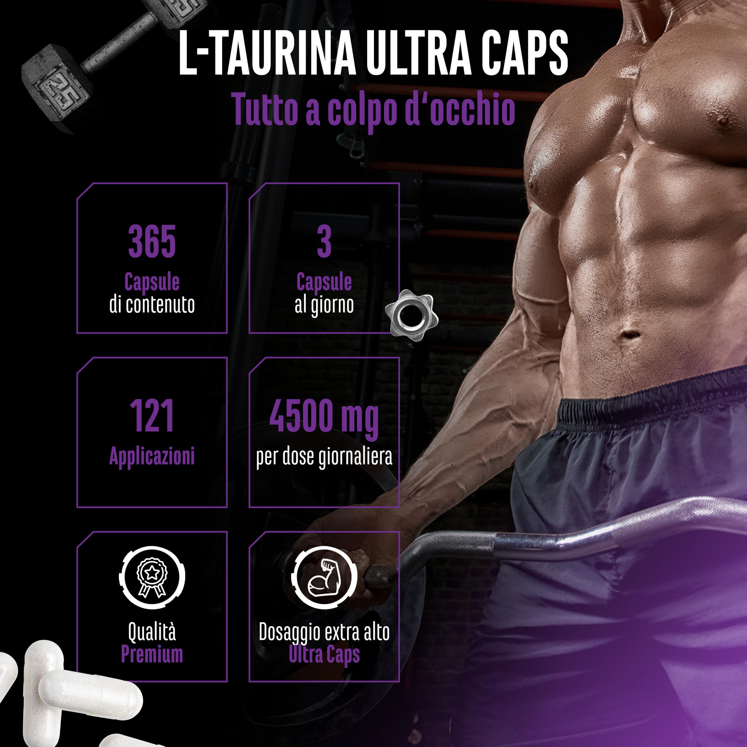 Elite Amino Singles L-Taurin Ultra Caps capsule 365 da 1500 mg