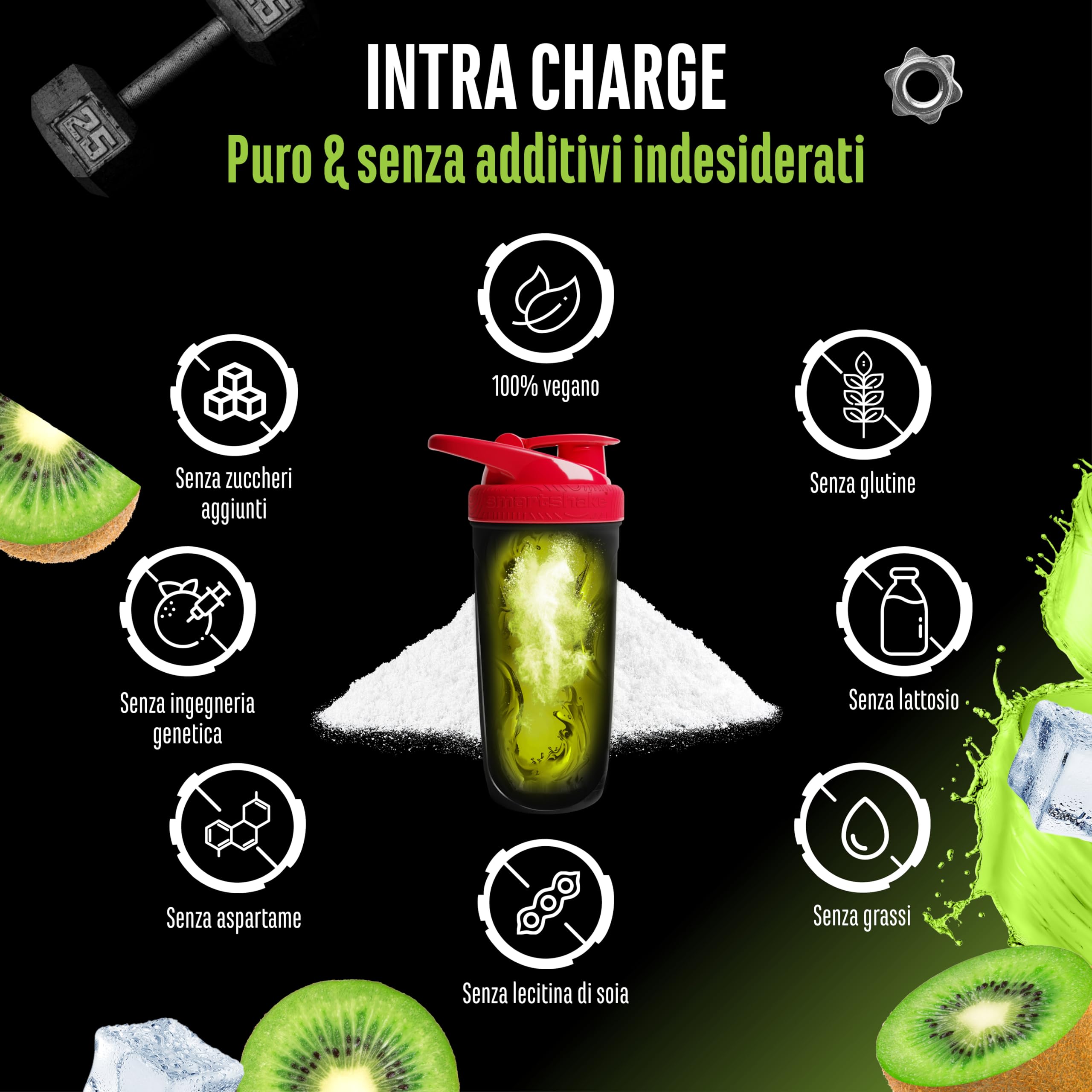 Elite Pre-Workout & Pump Intra Charge Workout Drink 1,2 kg Kiwi Vegano