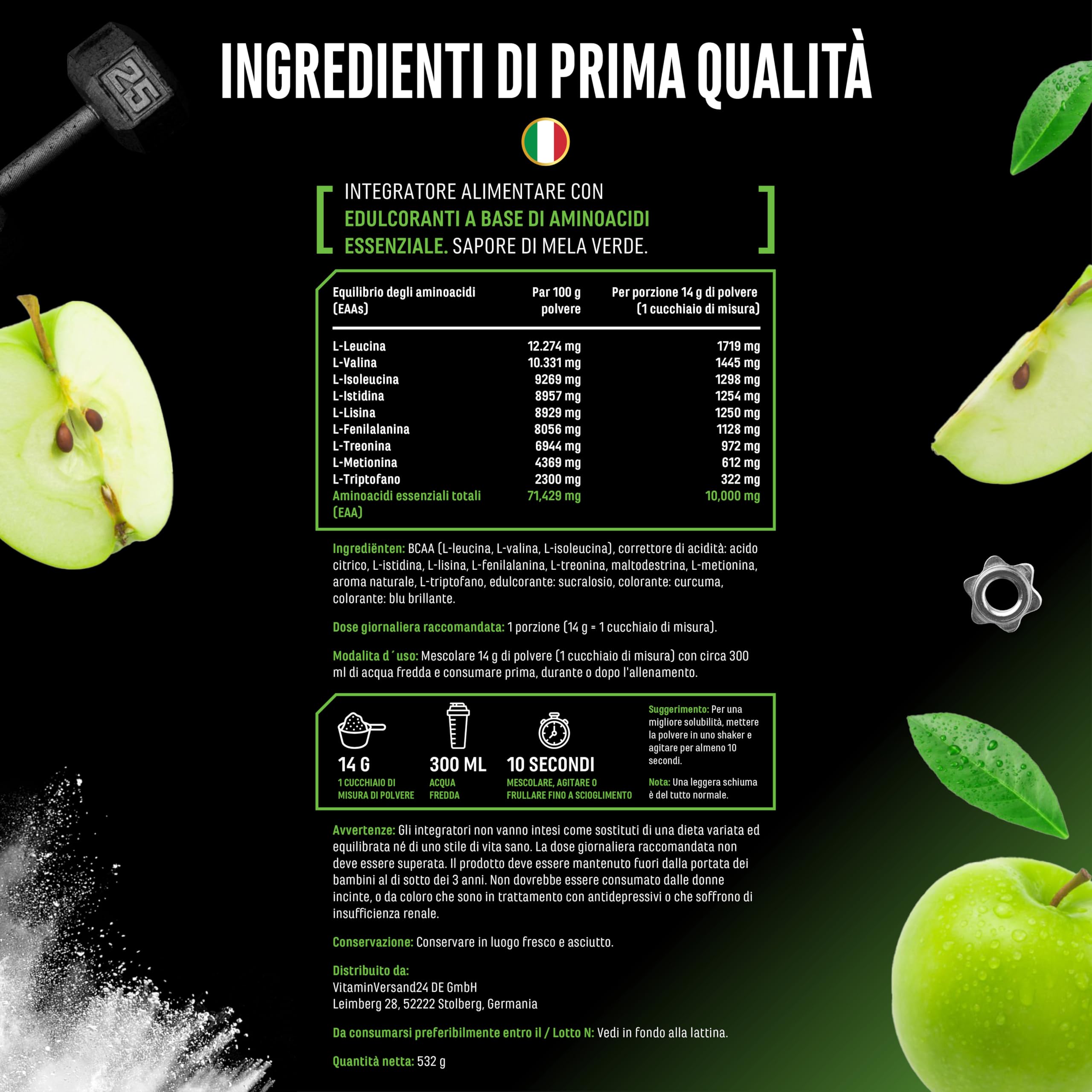 Elite EAA & BCAA Formula Human Code EAA in polvere 532 g Mela Verde vegan