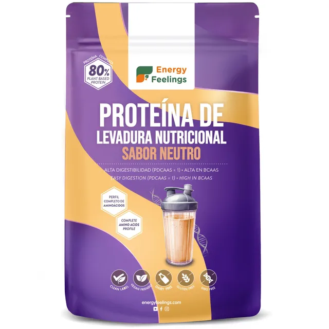 Energy Feelings Proteine vegane di lievito nutrizionale in polvere 1 kg neutre 82%