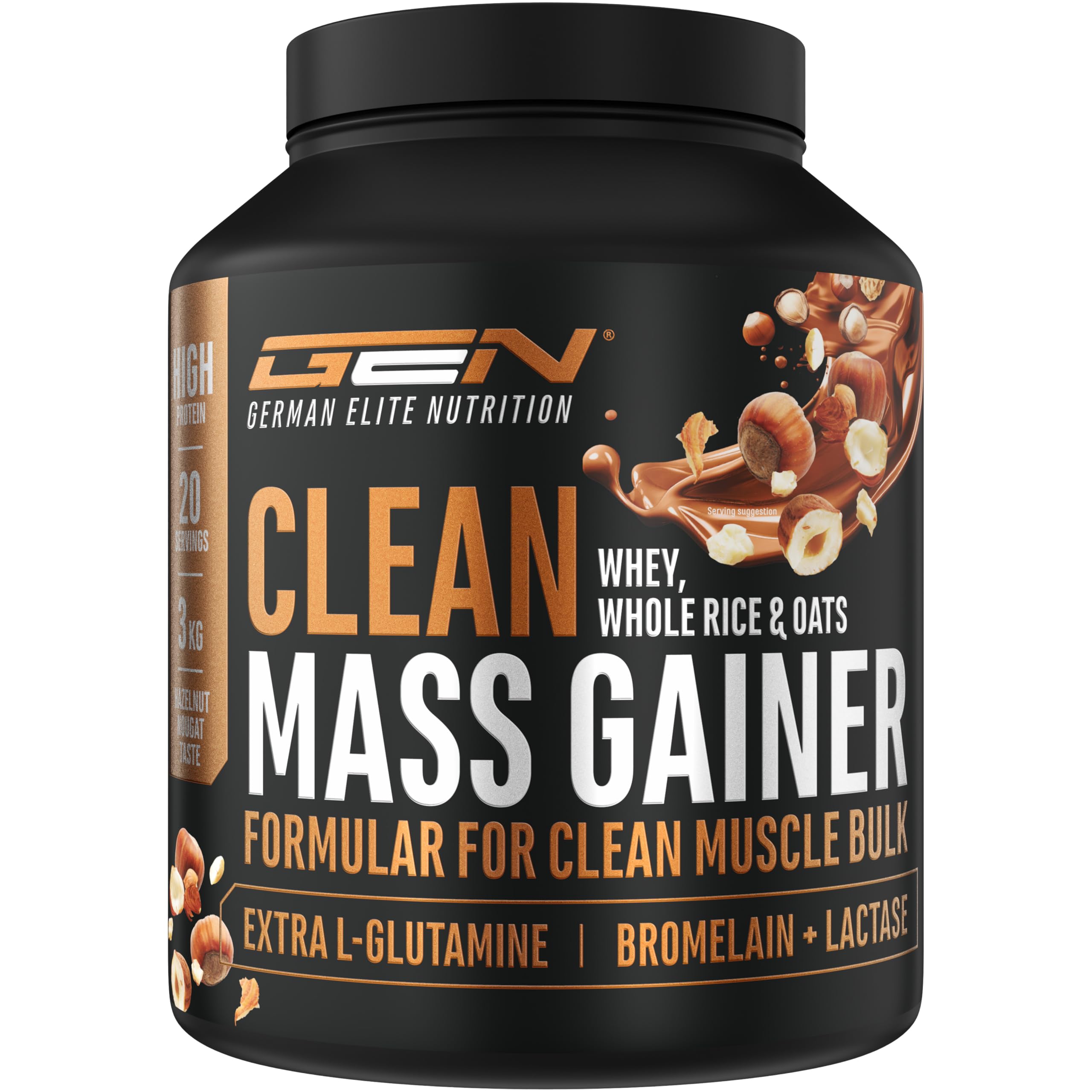 Elite Carbs & Mass Gainers Clean Weight Gainer gainer Torrone alla Nocciola 3 kg 36 g proteine