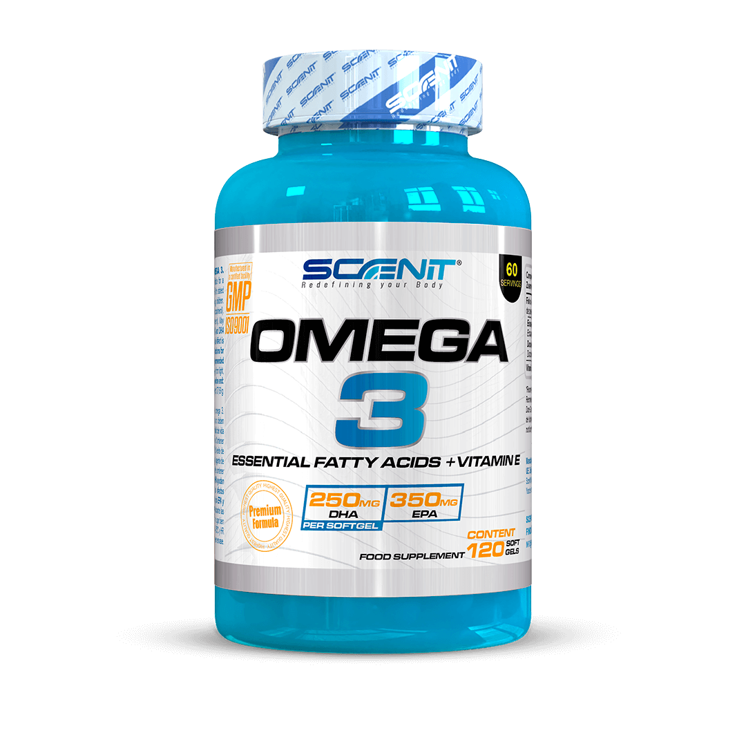 Scenit Nutrition Integratori essenziali Omega 3 Premium + Vitamina E 2000 mg 700 mg EPA 500 mg DHA omega 3 120 softgel senza sapore