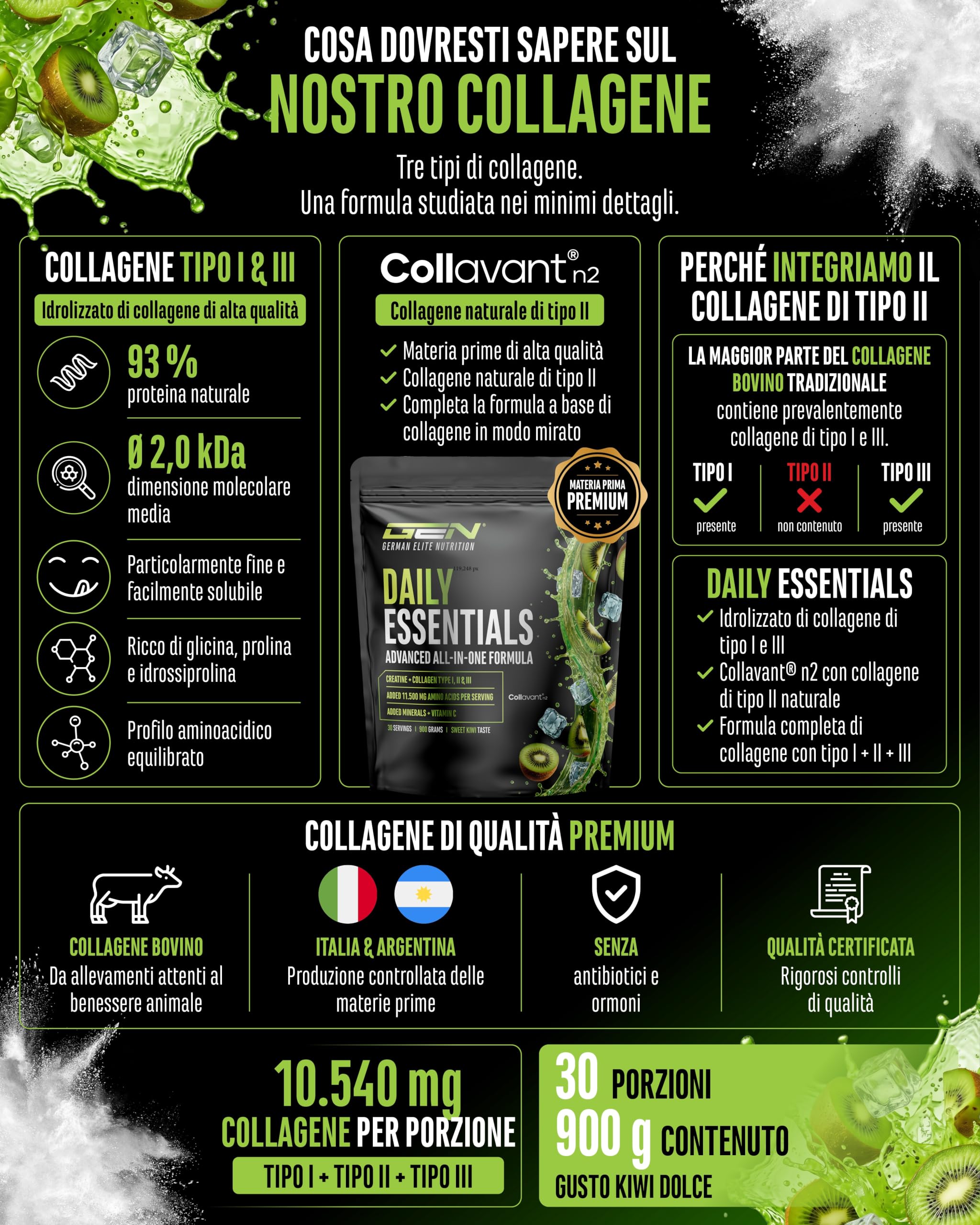 Elite Vitamins, Minerals & Hydration Daily Essentials Formula All-in-One polvere 900 g Sweet Kiwi