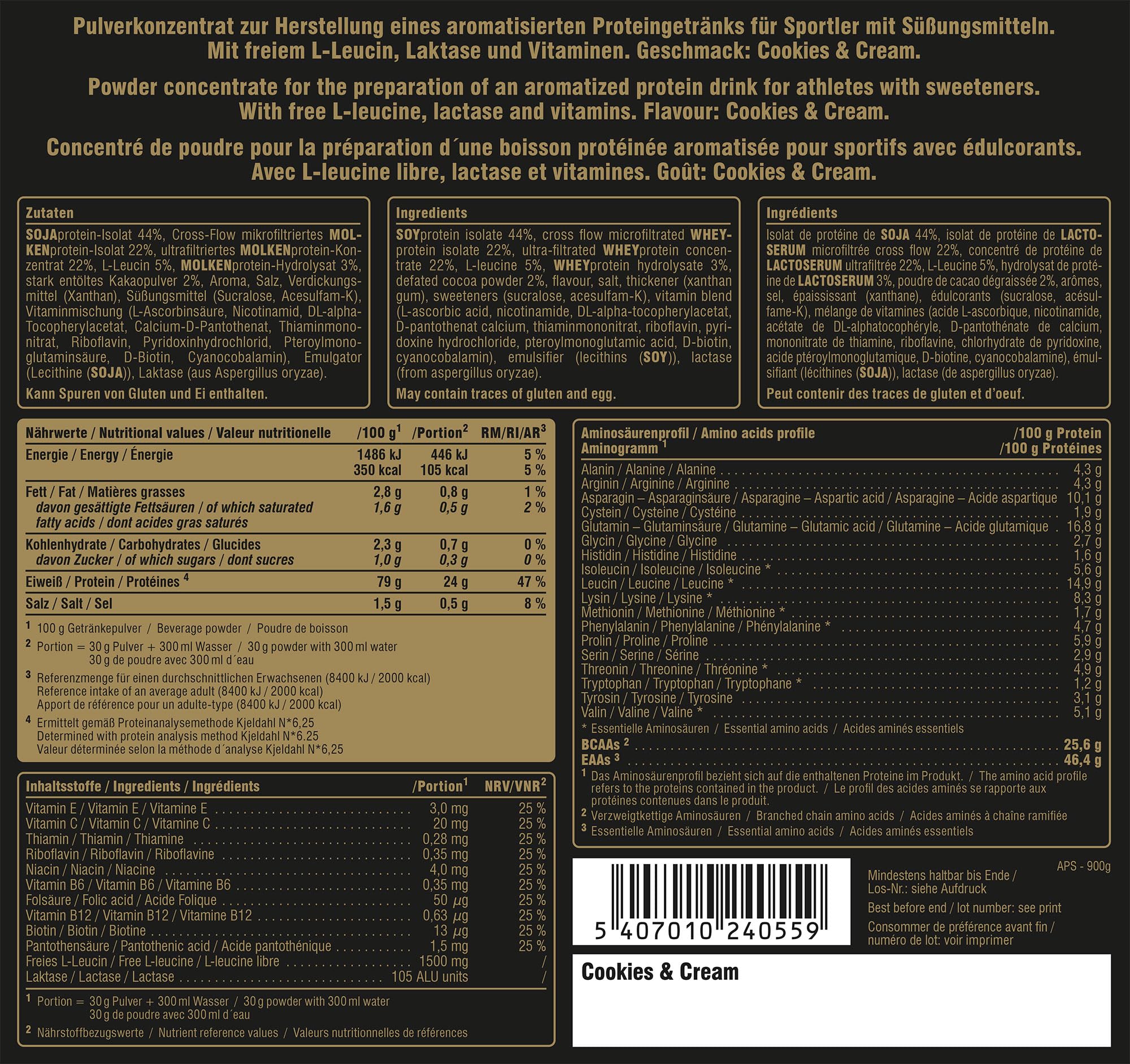 Green Peak Proteins PEAK Anabolic Protein Selection proteine in polvere Cookies & Cream 900 g multi-proteica