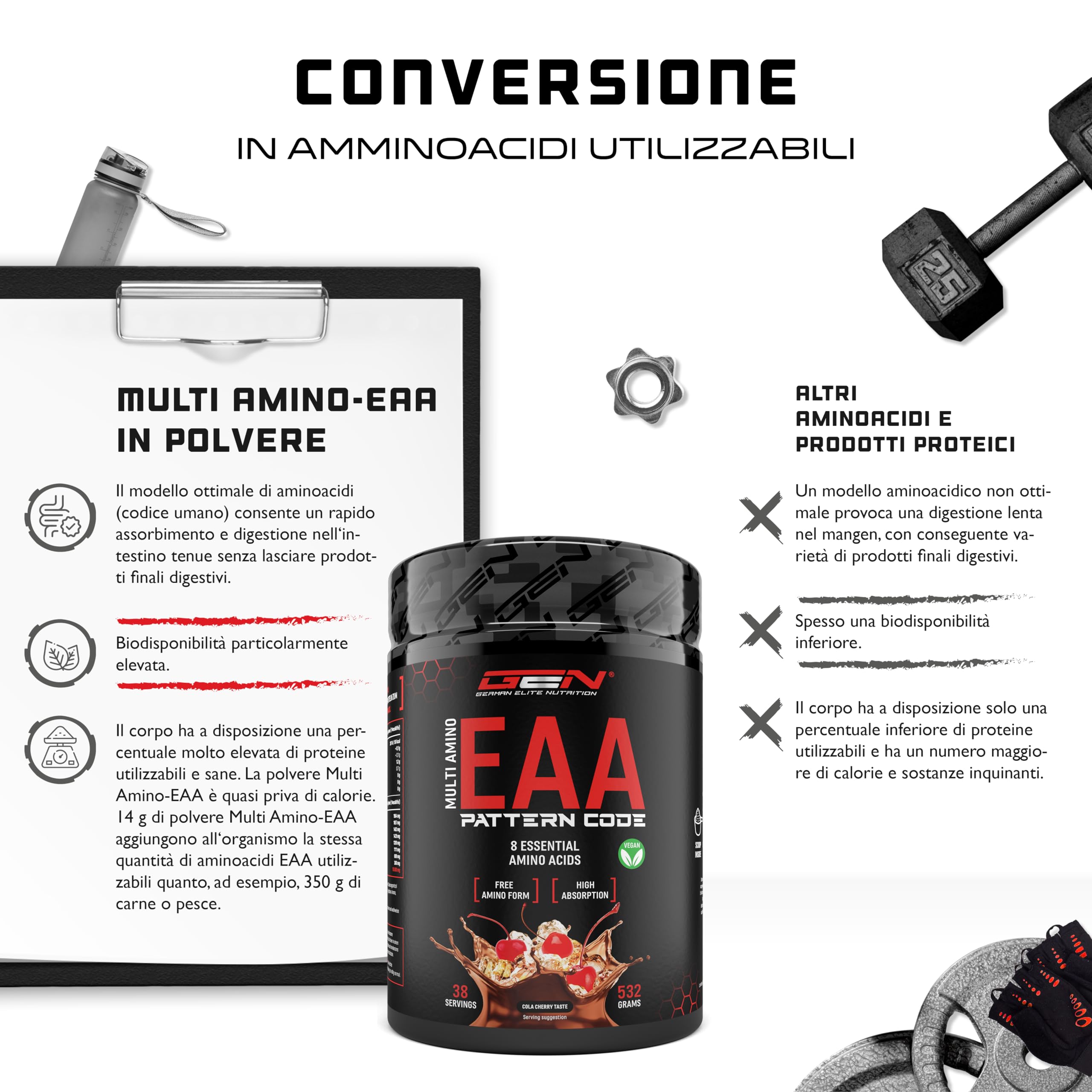 Elite EAA & BCAA EAA in polvere 532 g cola cherry, 8 aminoacidi essenziali