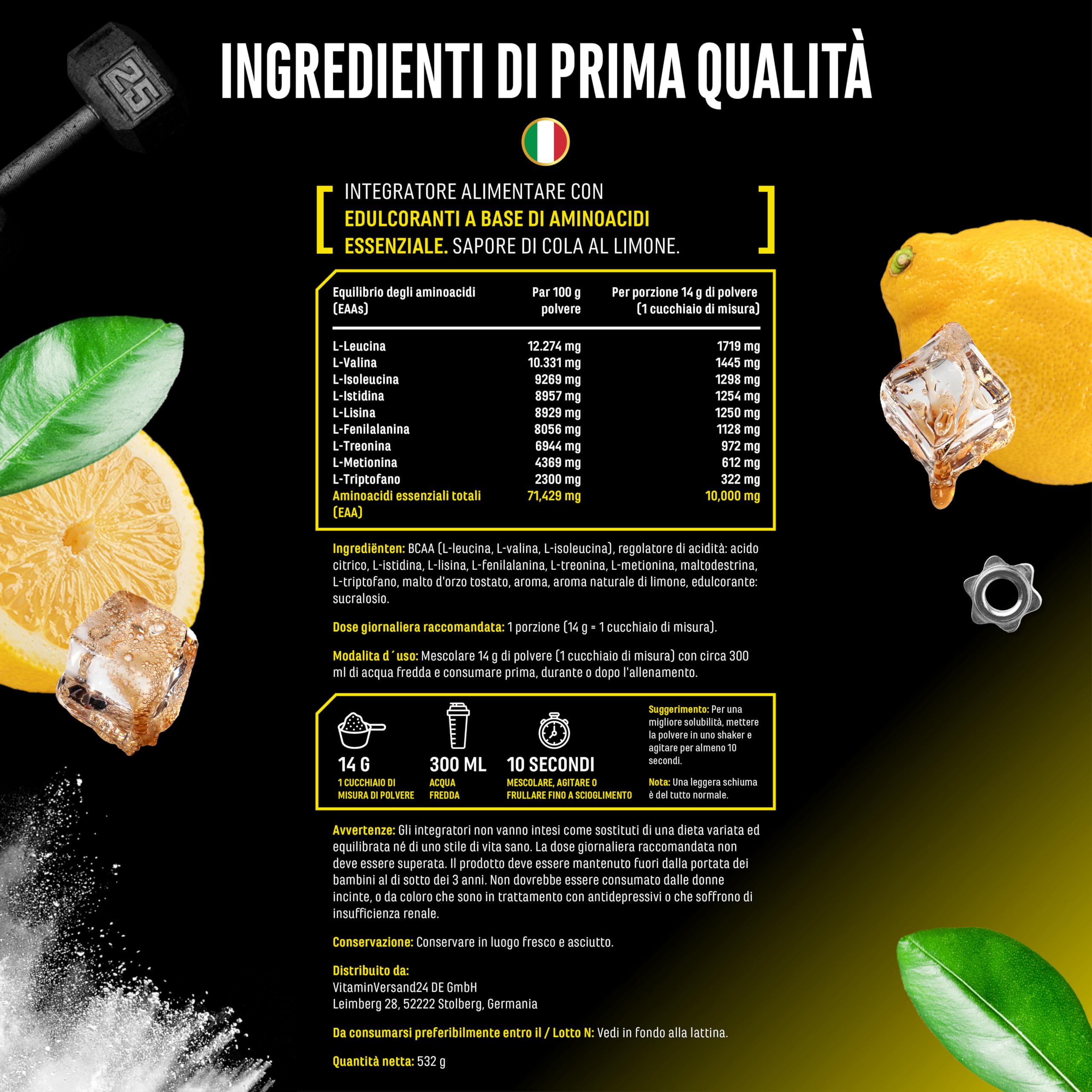 Elite EAA & BCAA EAA in polvere 532 g limone cola Human Code