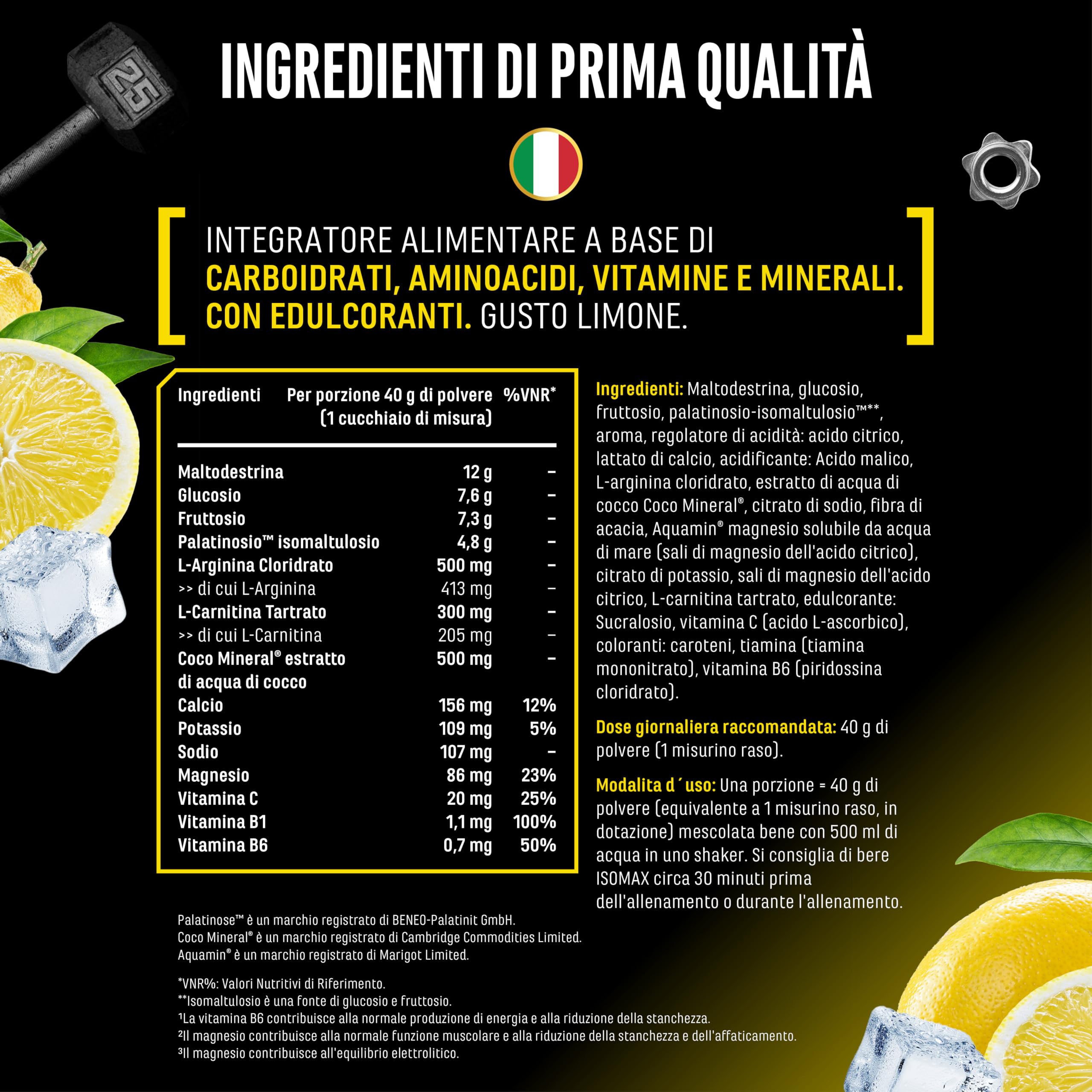 Elite Vitamins, Minerals & Hydration Isomax bevanda isotonica limone 1000 g vegana
