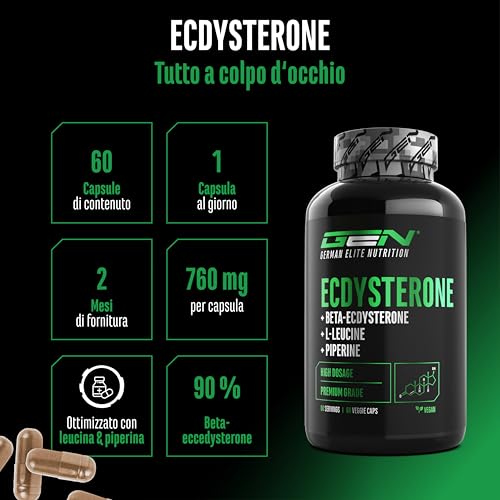Elite Testo & Vitality Botanicals Complesso di Ecdisterone integratore 60 capsule vegane 760 mg