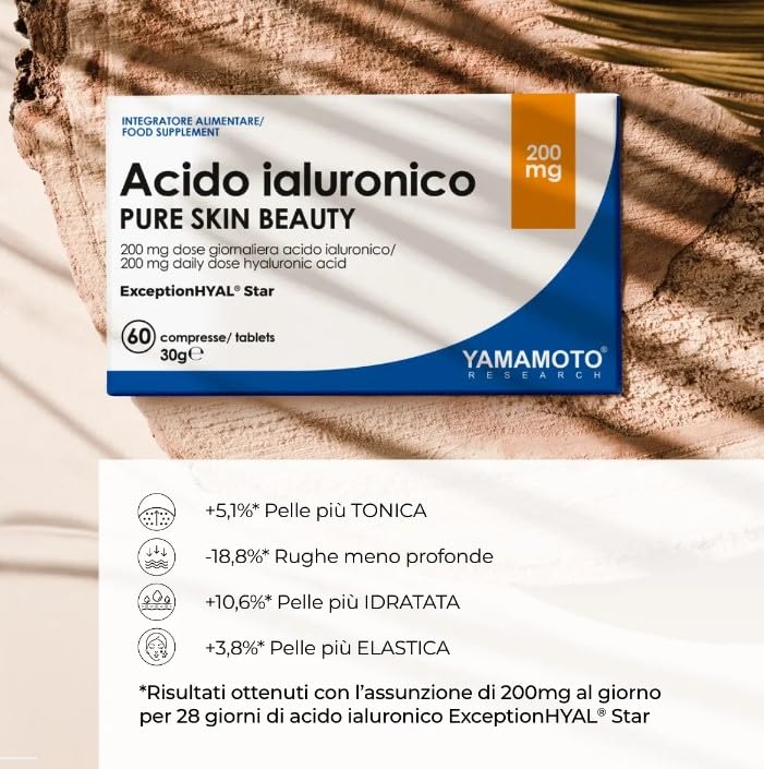 YAMAMOTO Pelle, Capelli e Antiage Acido Ialuronico Pure Skin Beauty integratore 60 compresse Anti-age