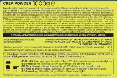 YAMAMOTO Creatina Crea Powder creatina in polvere 1000 g monoidrato pura
