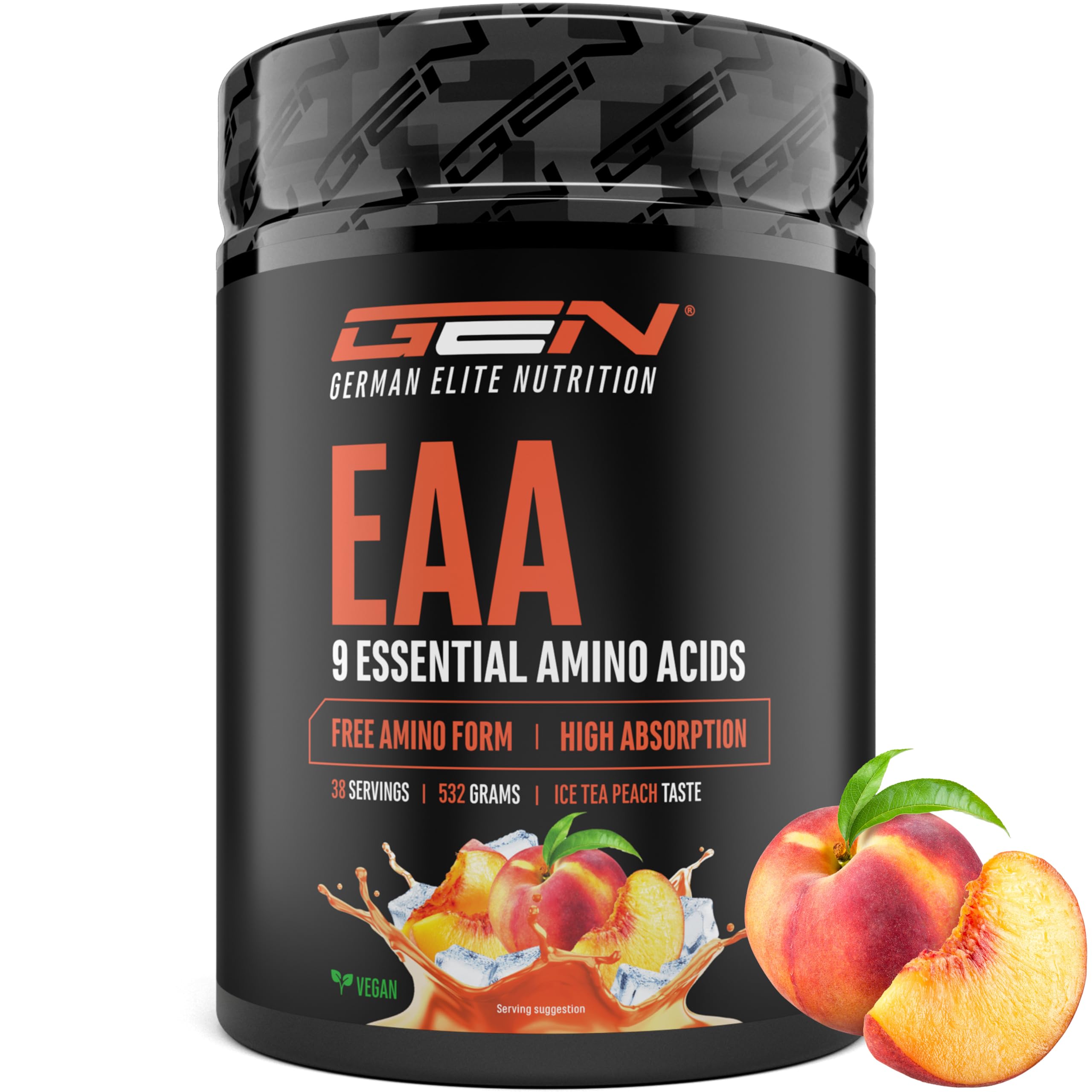 Elite EAA & BCAA EAA in polvere 532 g tè freddo alla pesca, 9 aminoacidi essenziali