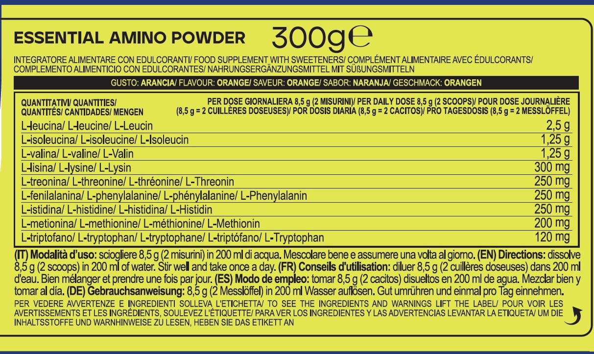Yamamoto Aminoacidi e BCAAs Essential AMINO POWDER polvere 300 g arancia