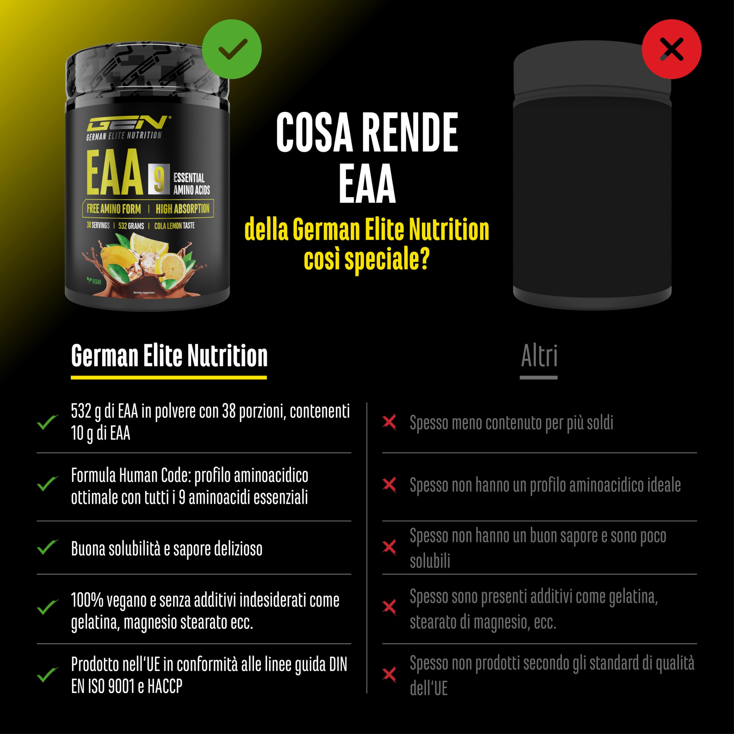 Elite EAA & BCAA EAA in polvere Cola Lemon 532 g vegane
