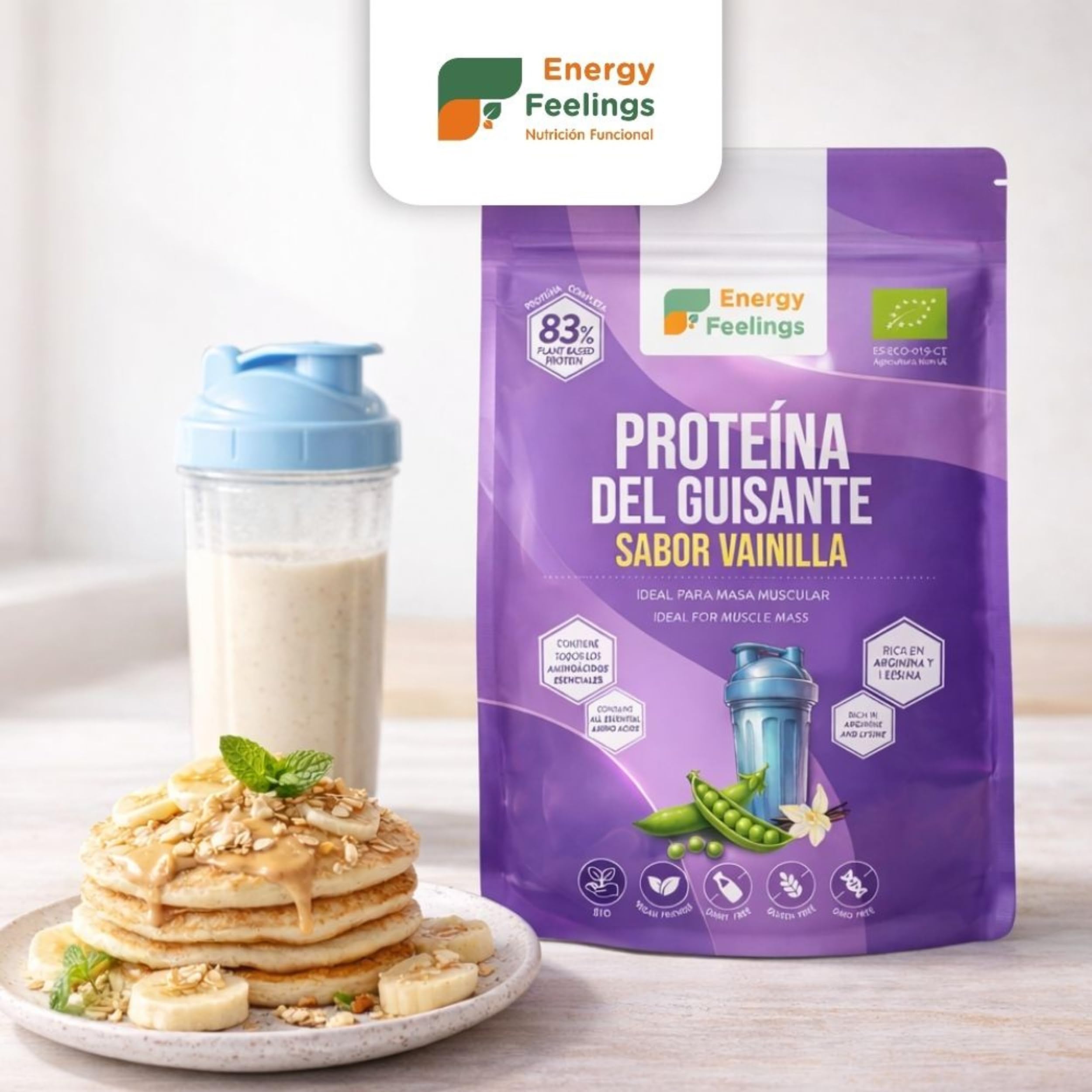 Energy Feelings Proteine di Piselli proteine in polvere vaniglia 1 kg bio