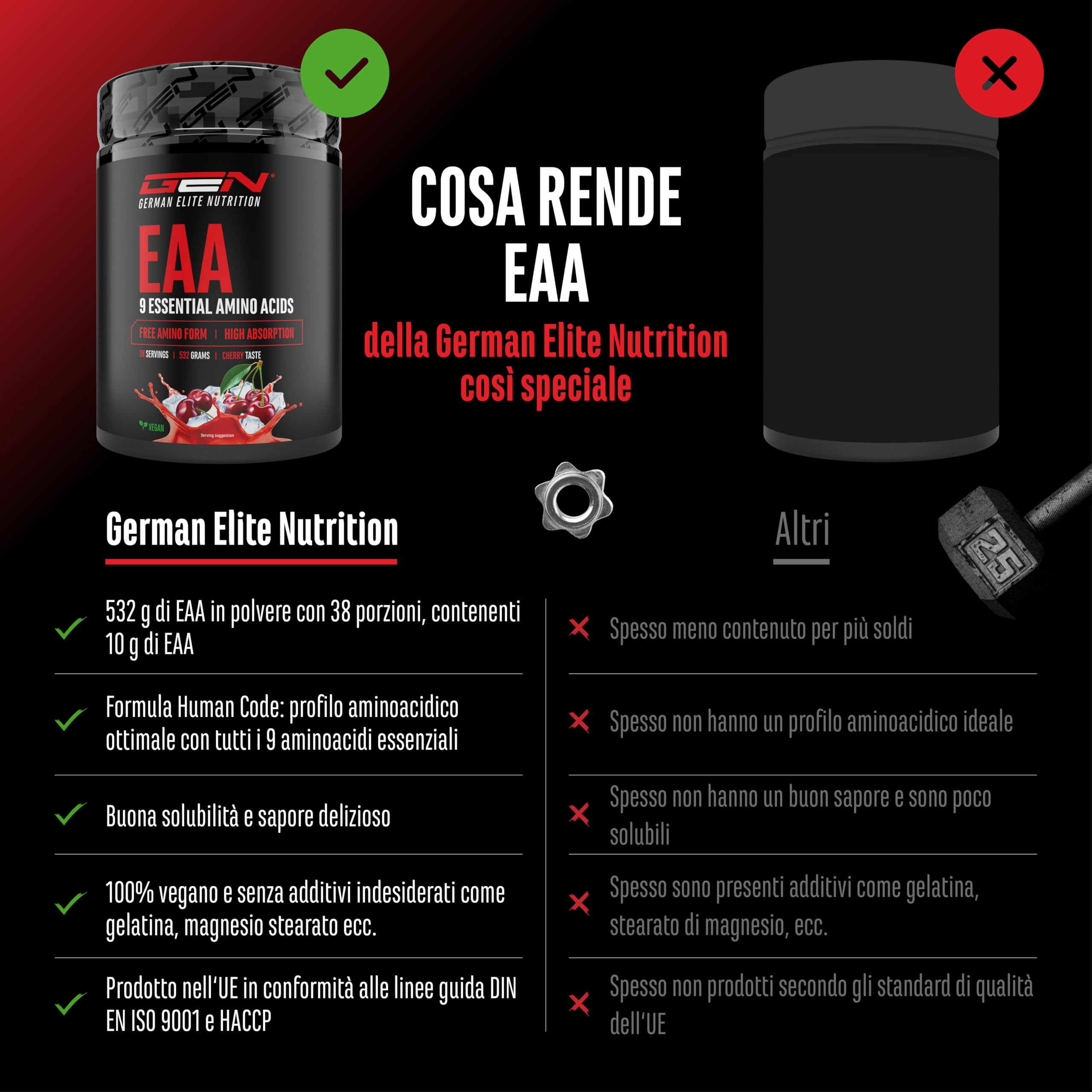 Elite EAA & BCAA EAA in polvere 532 g ciliegia vegana