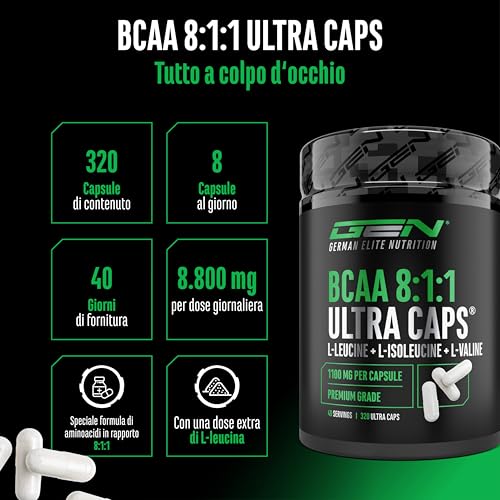Elite EAA & BCAA BCAA 8:1:1 ULTRA CAPS® 320 capsule rapporto 8:1:1