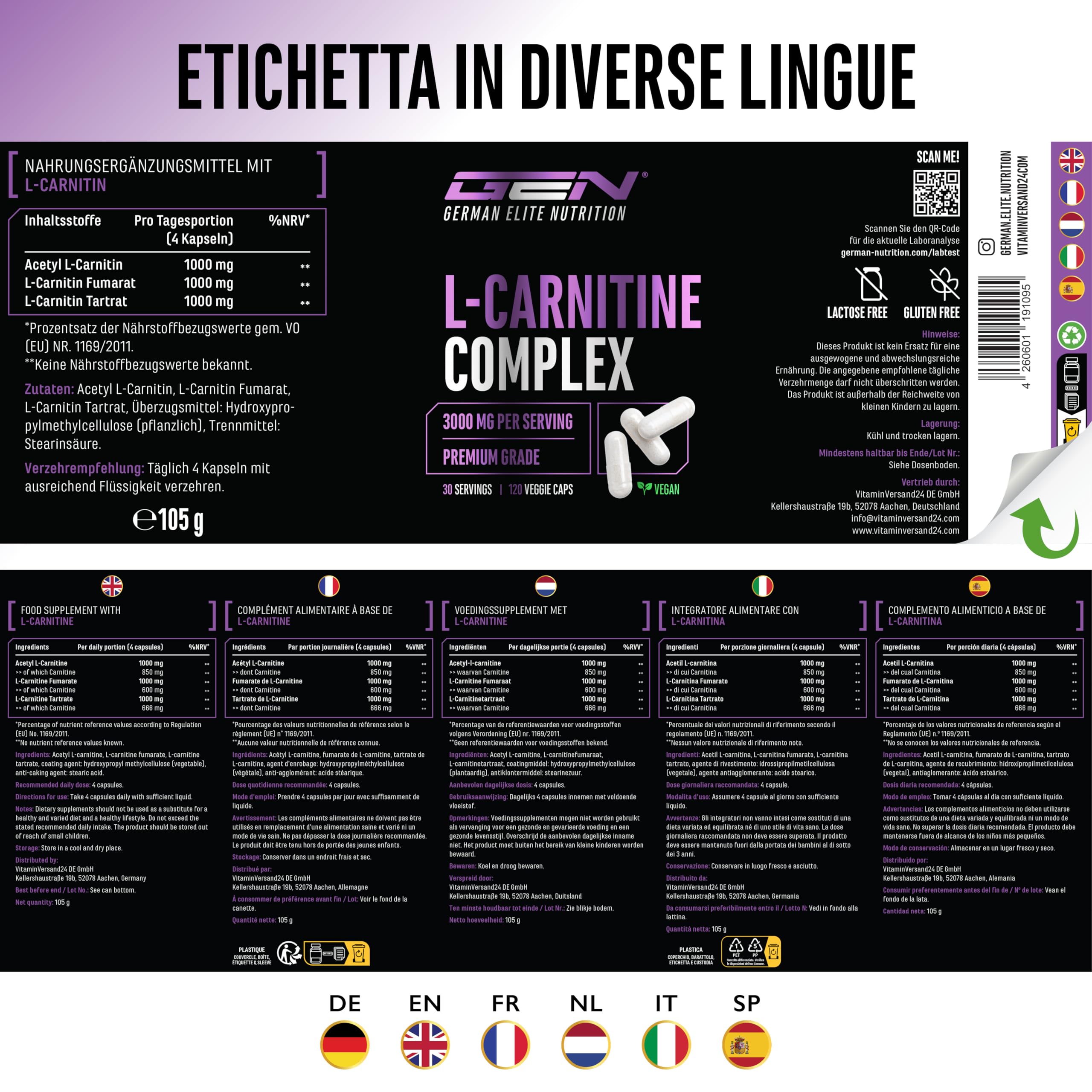 Elite Amino Singles L-Carnitina Triplo Complesso capsule vegane 120