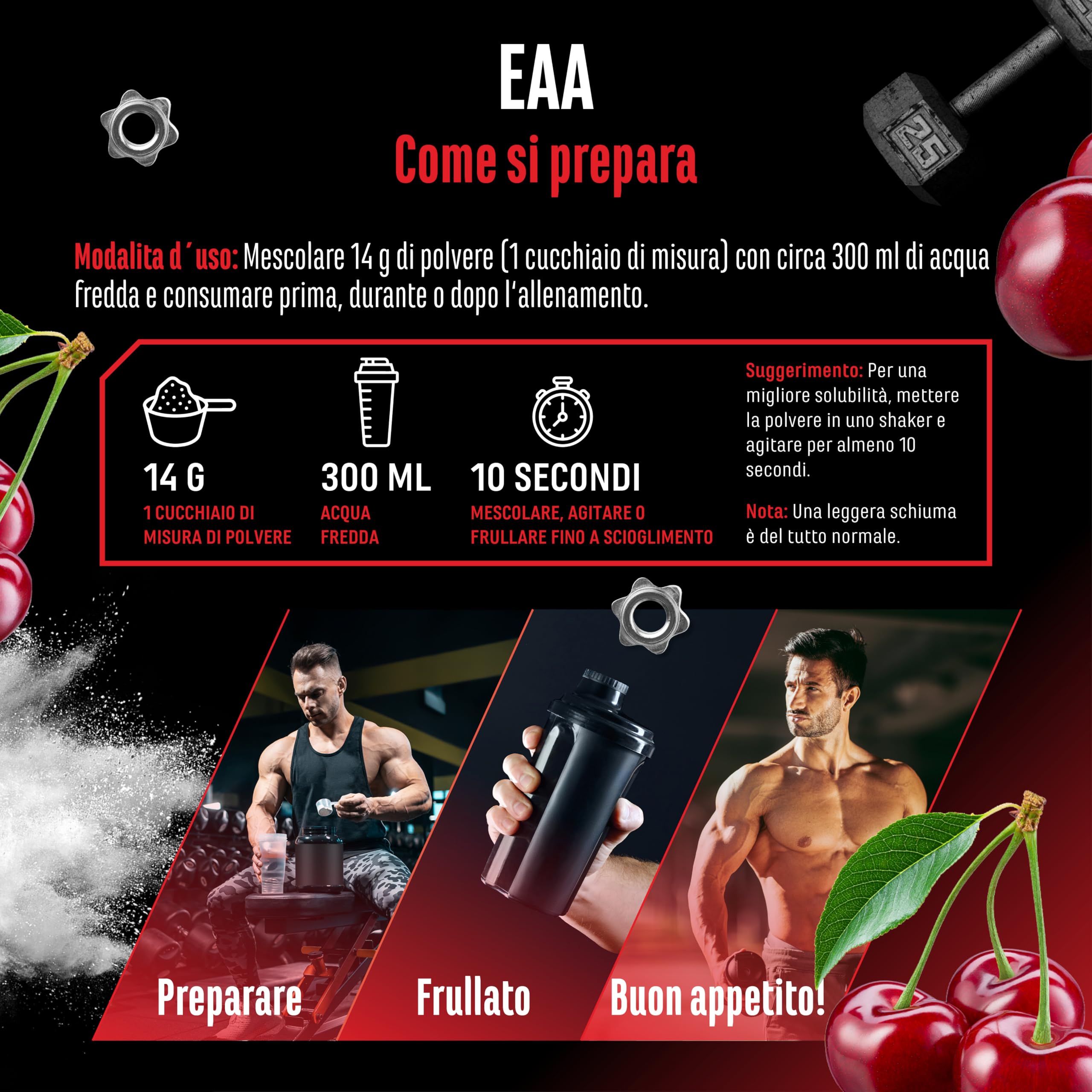 Elite EAA & BCAA EAA in polvere 532 g ciliegia vegana