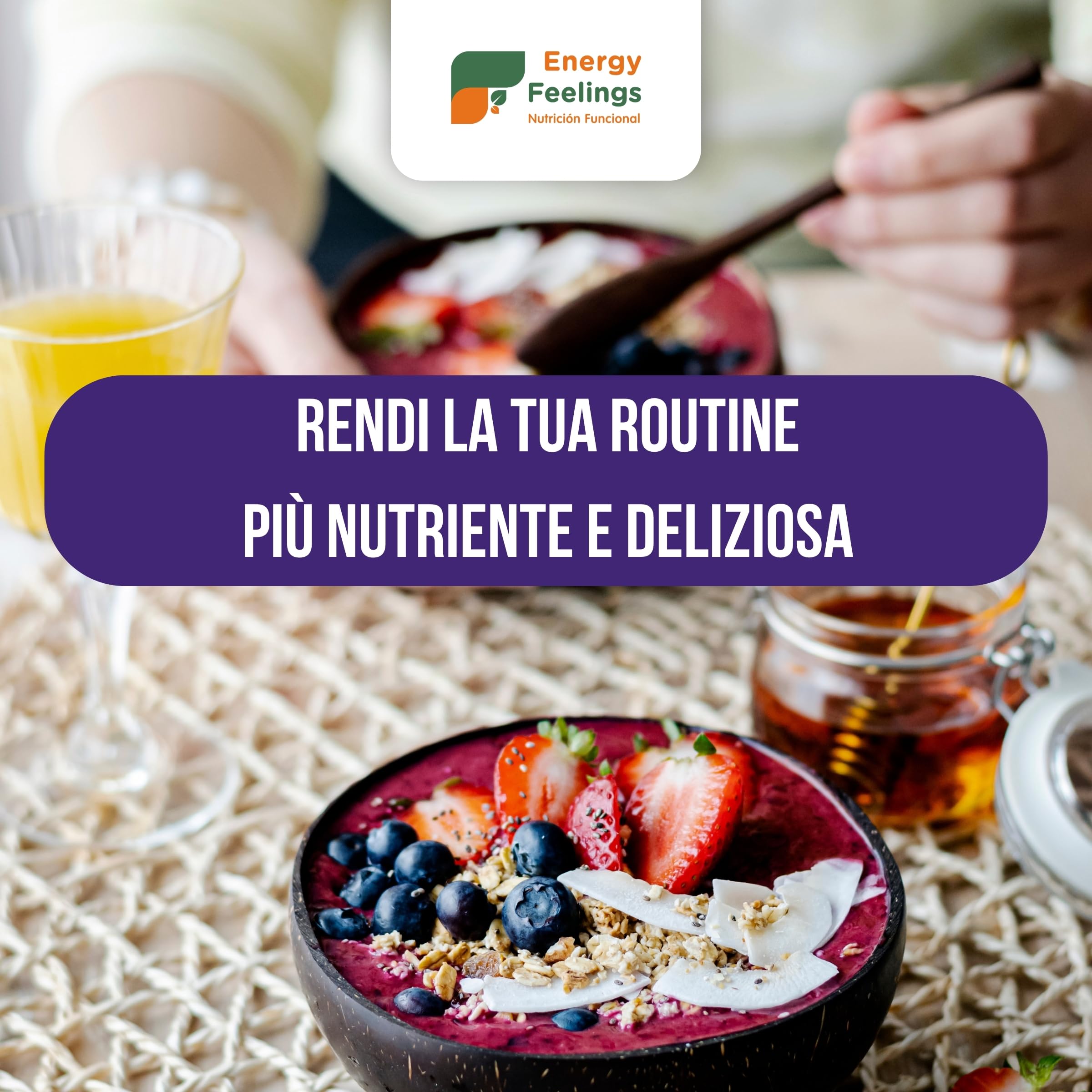 Energy Feelings Preparato per Açaí Bowl Bio 500 g con avena e cocco