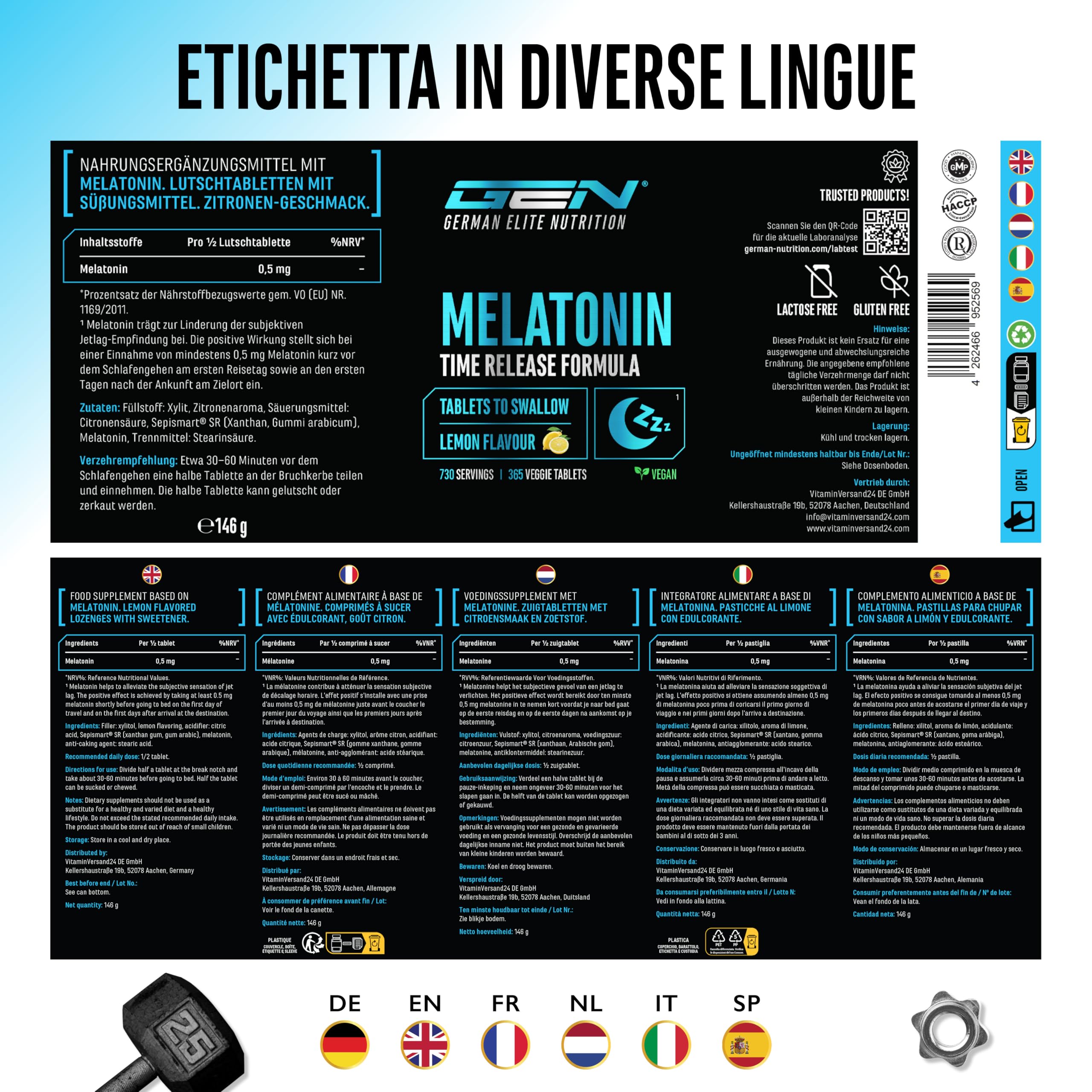Elite Adaptogens, Sleep & Mind Melatonina Time Release melatonina 365 compresse al limone a rilascio prolungato