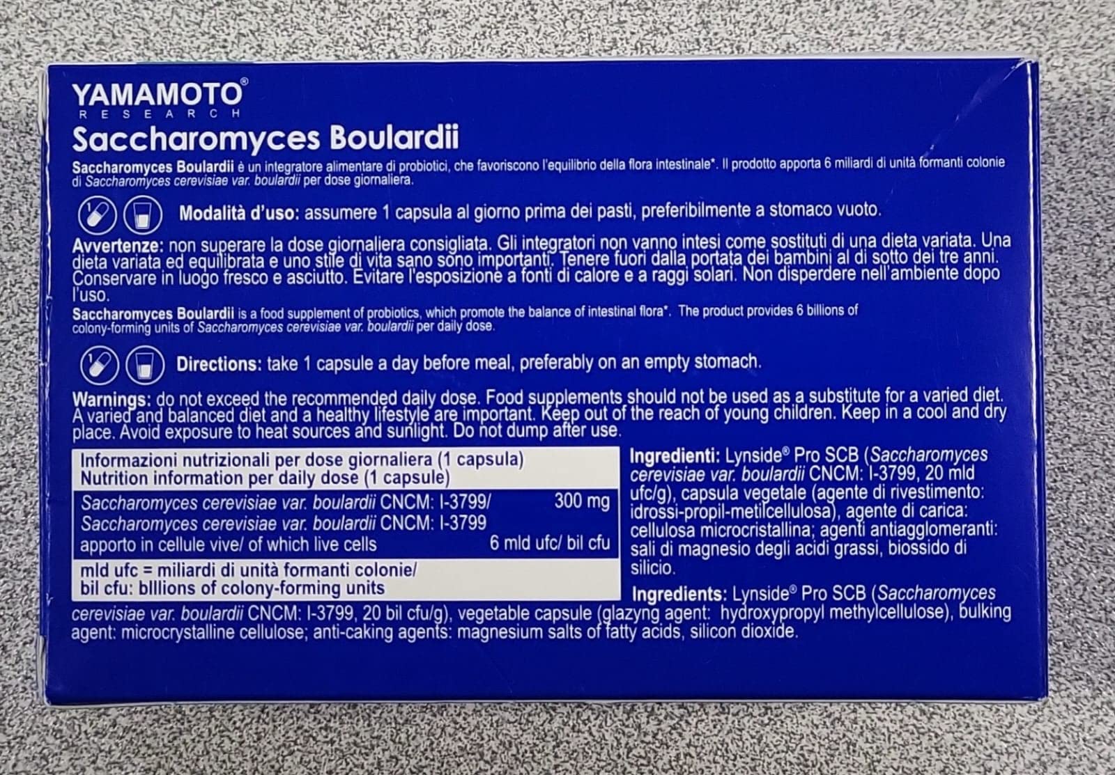 YAMAMOTO Salute Gastrointestinale Saccharomyces Boulardii probiotici 30 capsule equilibrio intestinale
