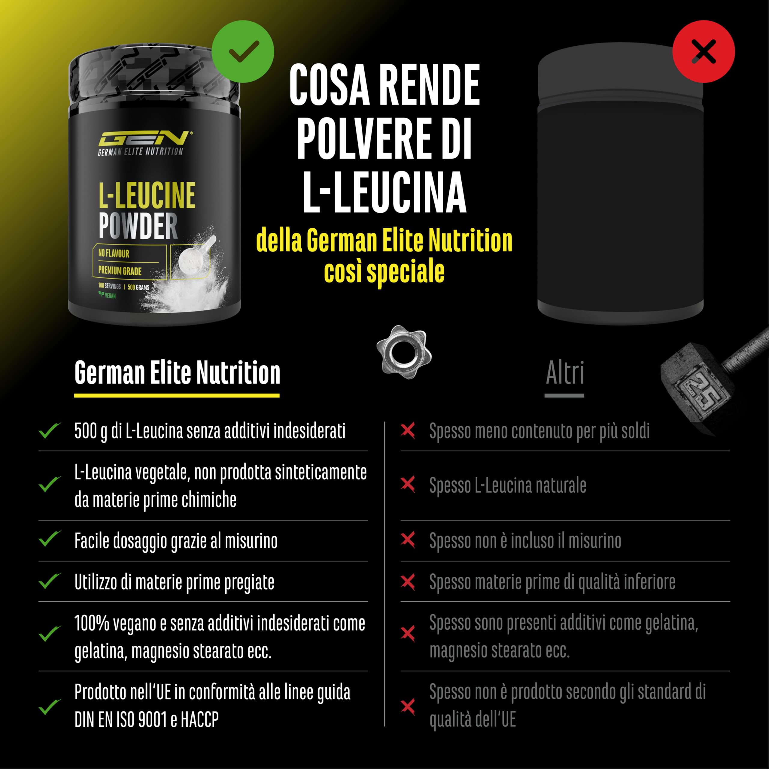 Elite Amino Singles Leucina polvere 500 g alta purezza
