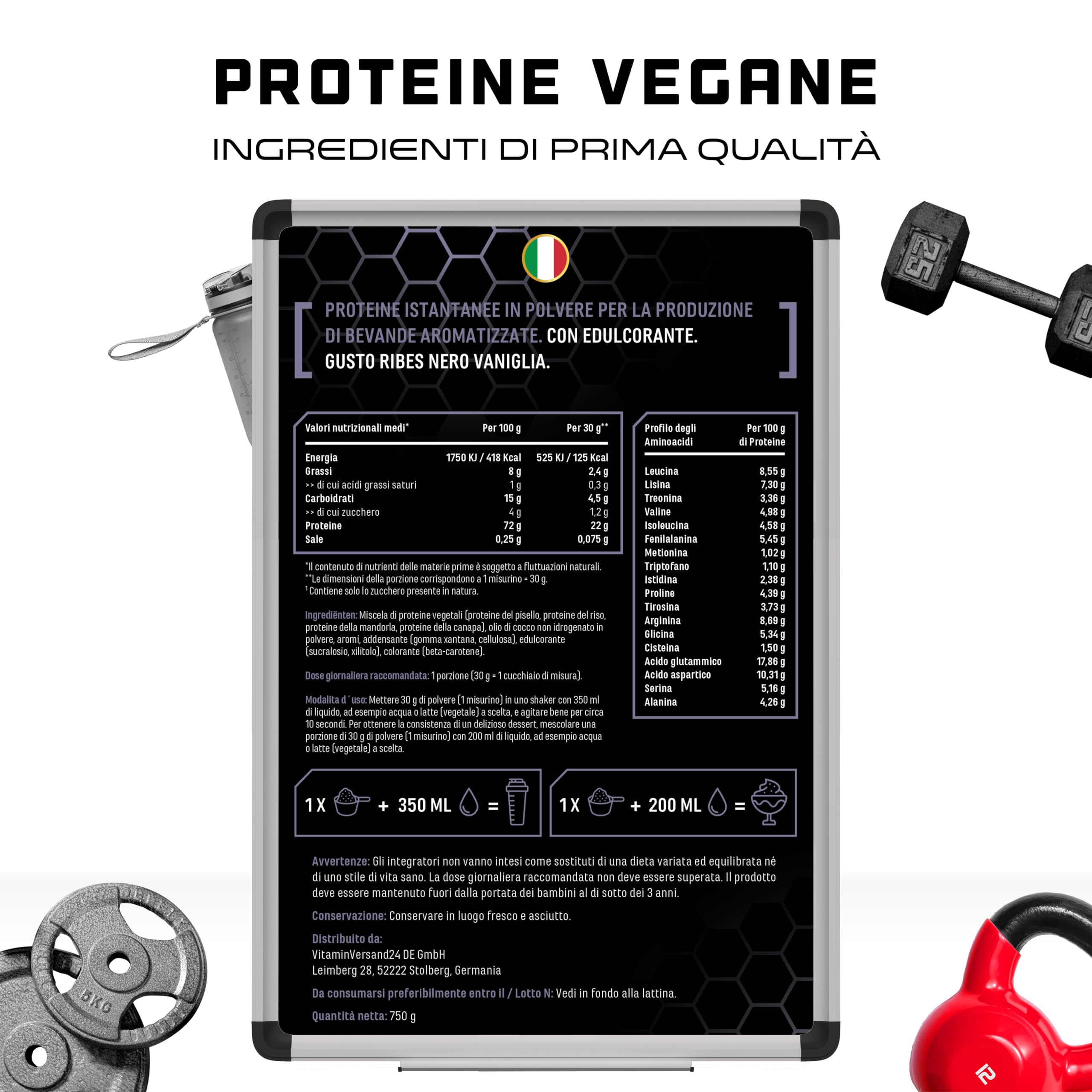 Elite Plant Protein GEN Vegan Protein proteine vegane in polvere Vaniglia Ribes Nero 750 g senza soia