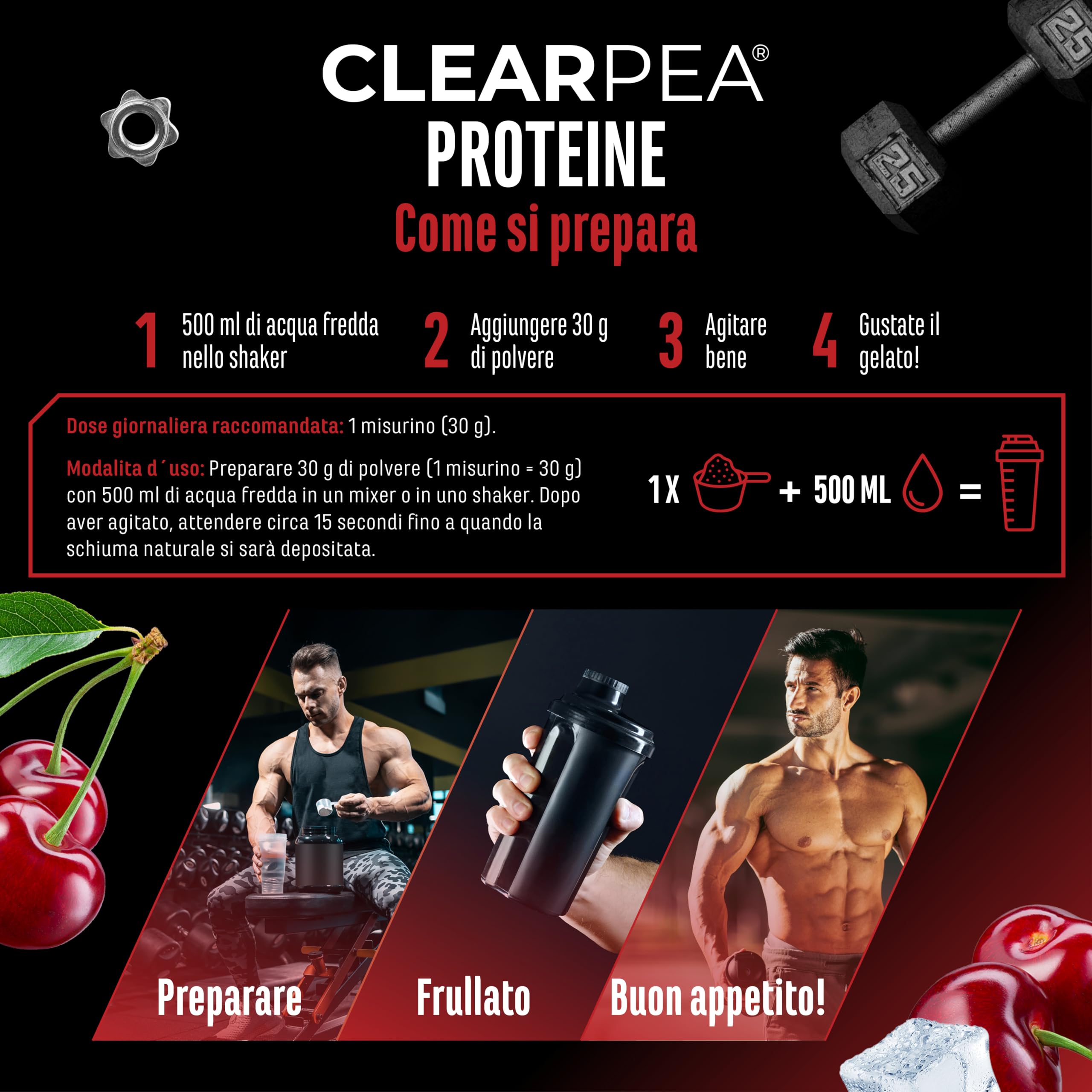 Elite Plant Protein ClearPea® proteine vegane 454 g ciliegia idrolizzato di pisello
