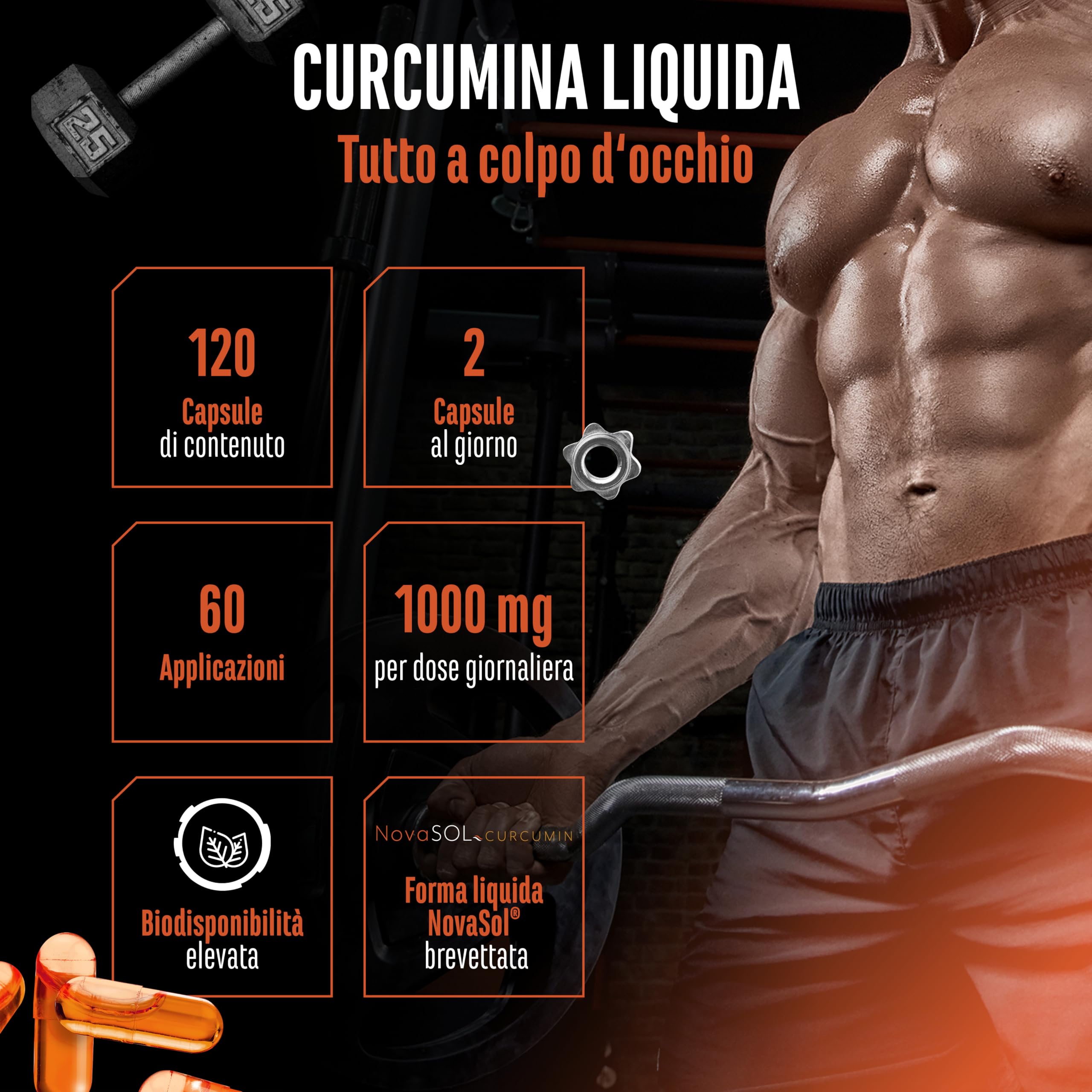 Elite Organ, Joint & Health Support Curcuma NovaSol® capsule liquide 120 vegane
