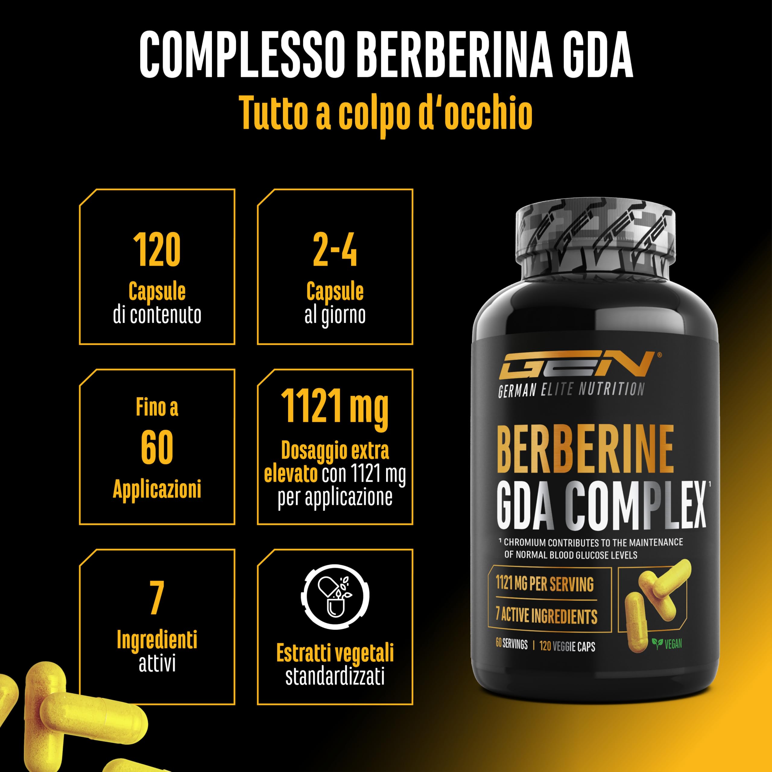 Elite Organ, Joint & Health Support Complesso di Berberina HCL 120 capsule 1120 mg