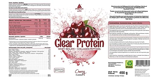 Green Peak Proteins PEAK Clear Protein proteine 450 g ciliegia trasparente
