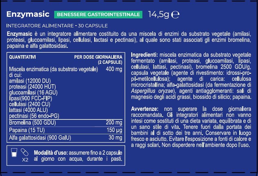 Yamamoto Salute Gastrointestinale Enzymasic capsule 30 enzimi digestivi