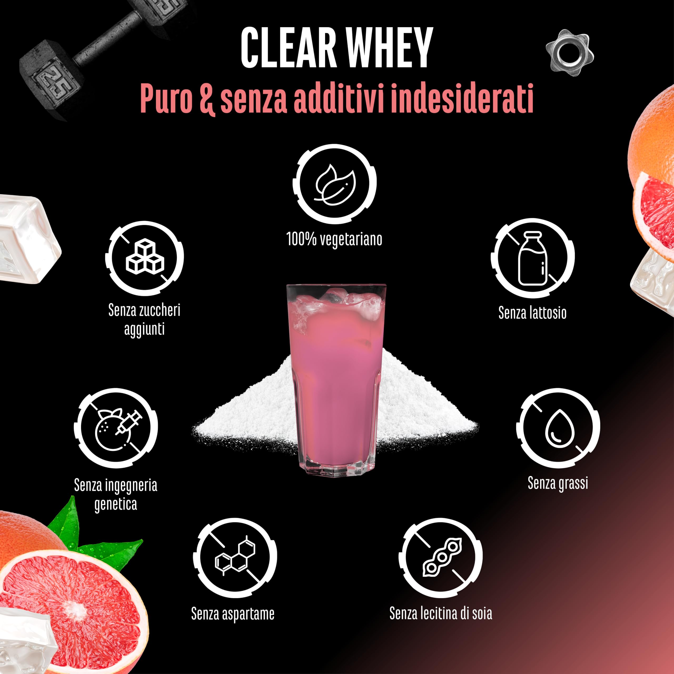 Elite Clear Whey Isolate Protein Shake 900 g pompelmo rosa